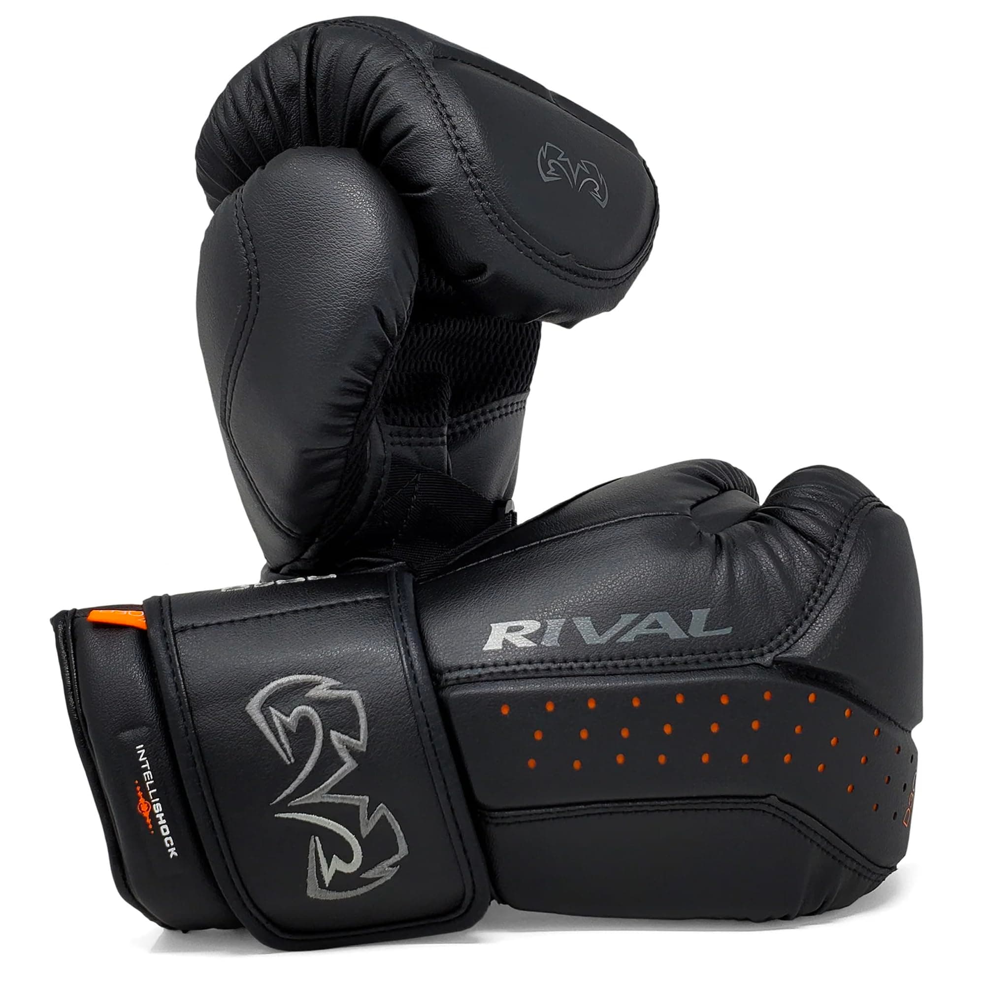 RIVAL Boxing RB10 Intelli-Shock Bag Gloves, Hook and Loop Closure - Ergonomic Fit, 1.25” of Closed Cell Foam for Intense Bag Use