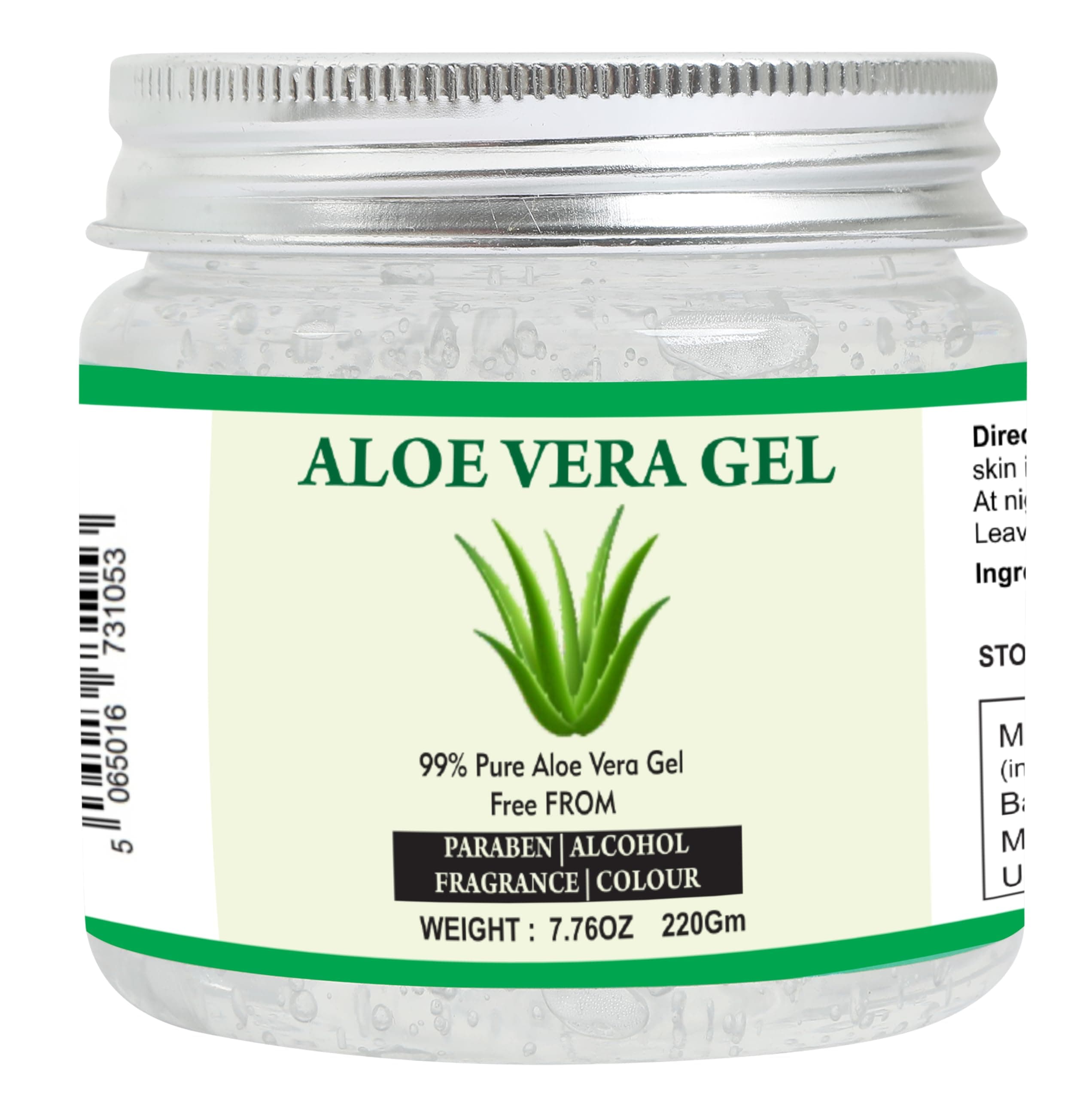Aloe Vera Gel | 100% Pure Natural Aloe Gel | For Moisturizing Face Skin & Hair Care,Durable Moisturizing Hydrating Soothing | Non-Sticky (220gm 7.76 oz)