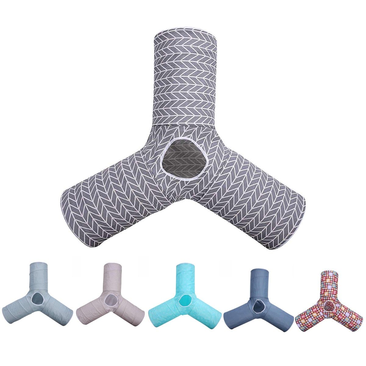 Cat Tunnel,Cat Tunnel for Indoor Cat, Kitten Toys Collapsible 3 Ways Play Toy, Pet Tube Hideaway Tunnel with Ball for Cats Rabbits Kittens (Gray Arrow)