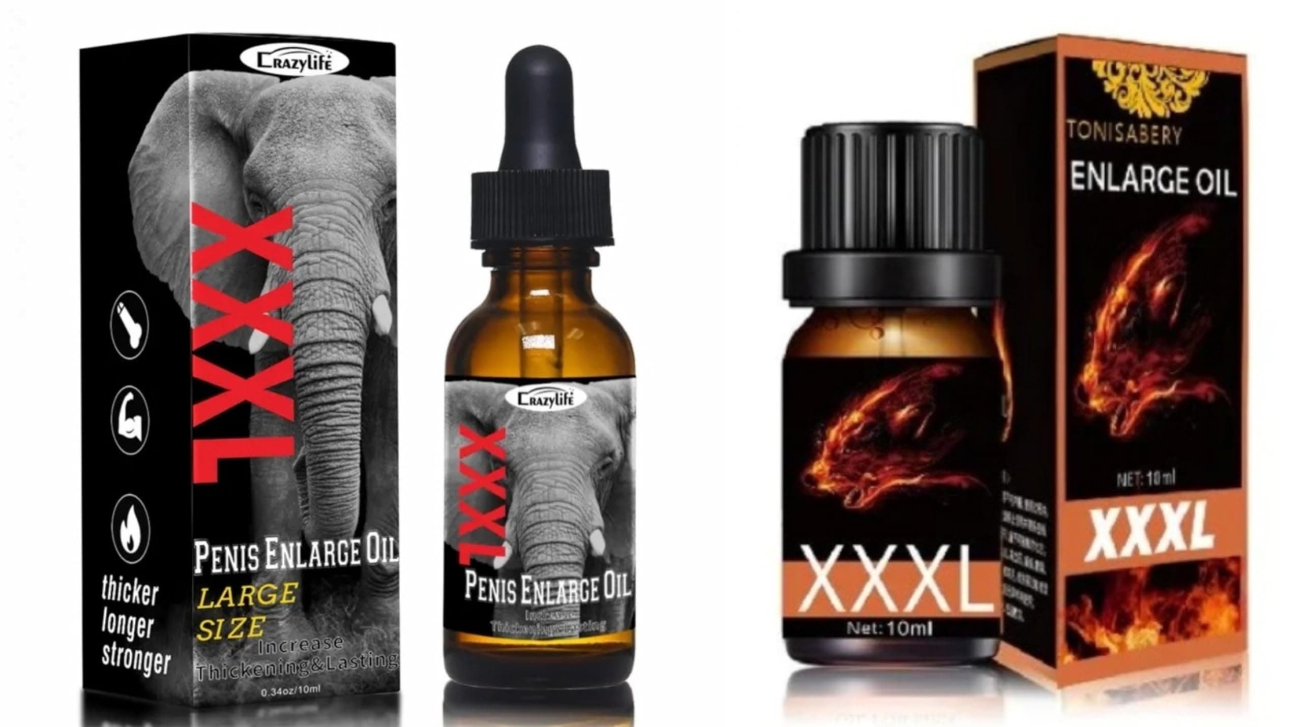 CRAZYLIFE Enlarge Gel, TONISABERY Enlargement Oil for Men BLSEX Enlarger Cream (F396-XXXL-WO)