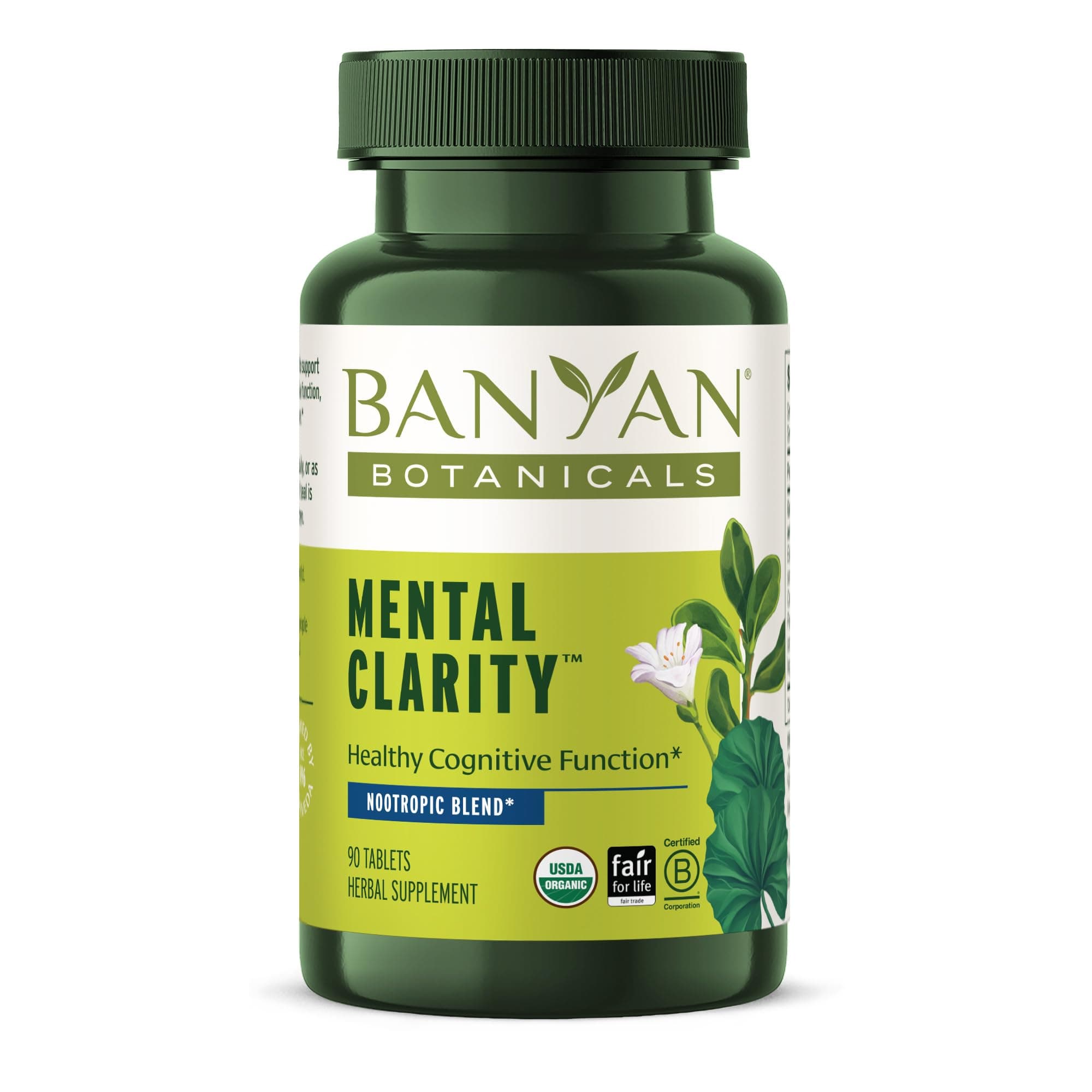 Organic Mental Clarity – Herbal Alertness & Focus Supplement – with Bacopa & Gotu Kola – Natural Support for a Calm Mind & Sustainable Mental Energy – 90 Tablets – USDA Organic