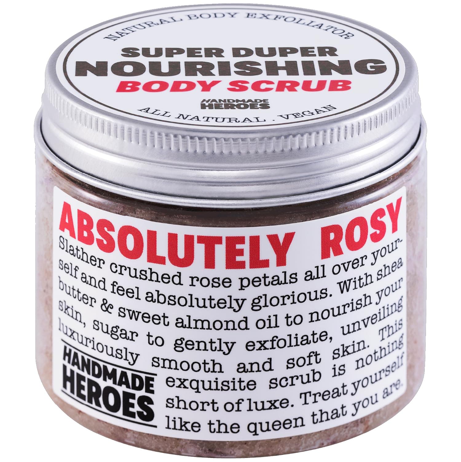 Rose Petal Scrub Foot & Body Exfoliator Infused with Vitamin E and Rose Natural Exfoliating Sugar Body Scrub for Toning Cellulite Skin Care by Handmade Heroes Body Skincare Stocking Stuffers