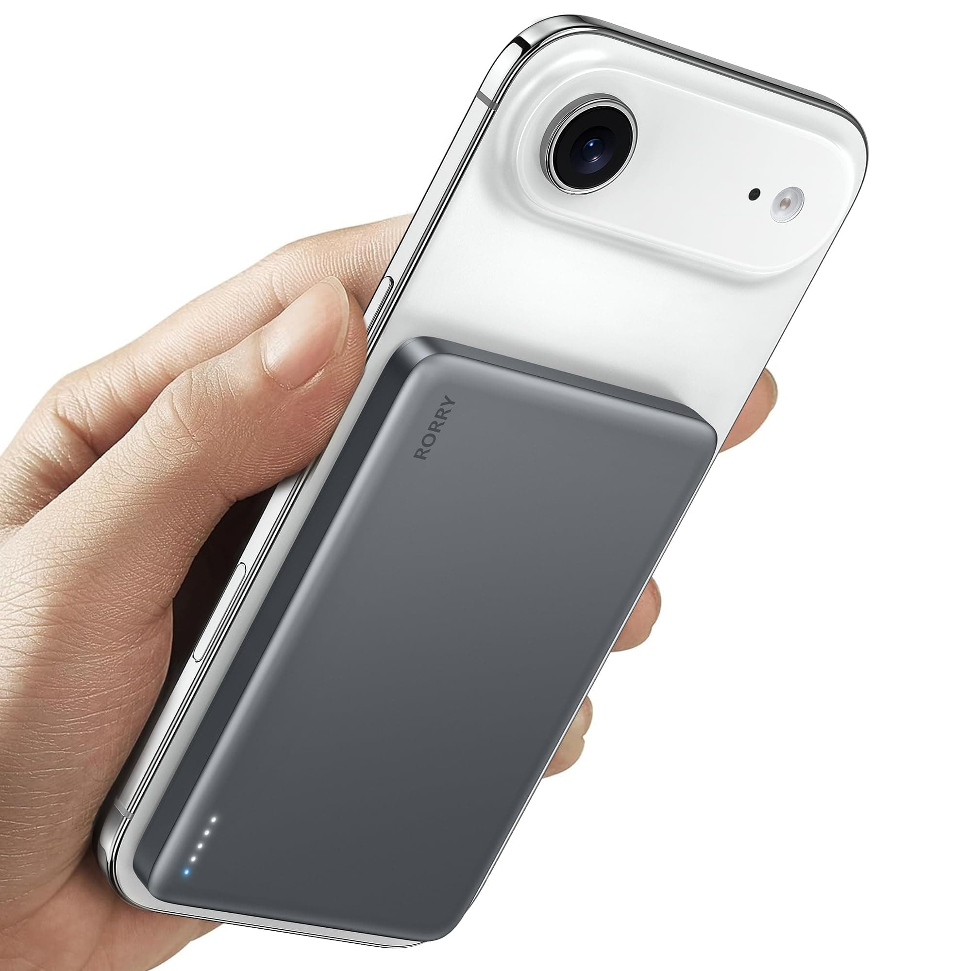 RORRY for Magsafe Portable Charger, [0.3" Ultra Slim] Magnetic Power Bank,[Alloy-Made] 5000mAh Wireless Portable Charger, USB C Battery Pack 18W Fast Charging for iPhone Samsung (Grey)