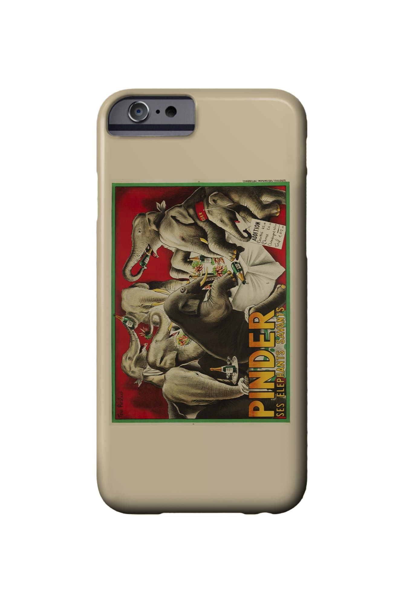 Pinder - Ses Elephants Savants Vintage Poster (artist: Bernat) France c. 1955 (iPhone 6 Cell Phone Case, Slim Barely There)