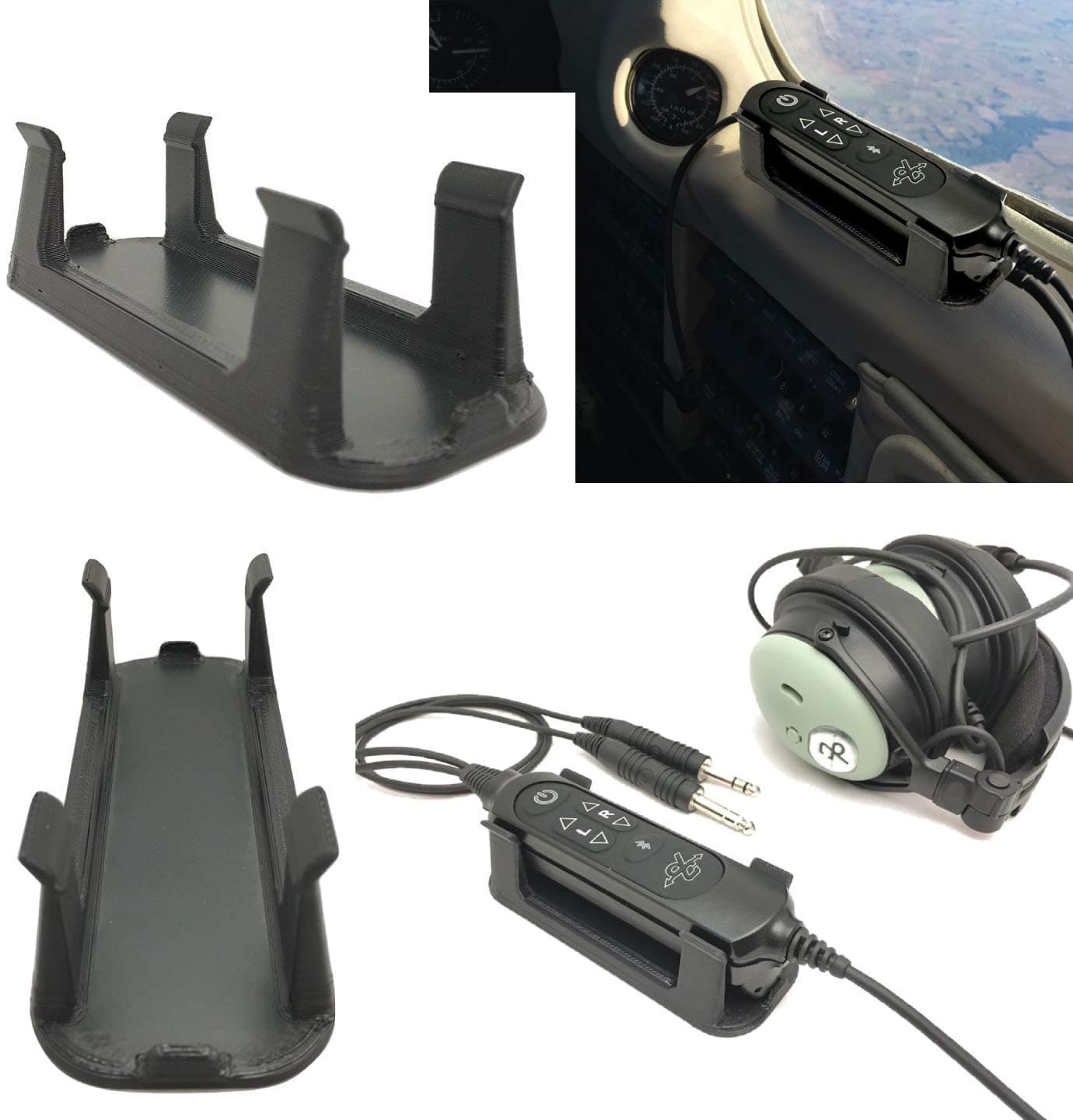 David Clark DC One/Pro Aviation Headset Control Mount Clip Adapter Accessory Upgrade, Black, Better Than Shirt Clip, Dual Plug, 6-pin, U-174 Compatible…