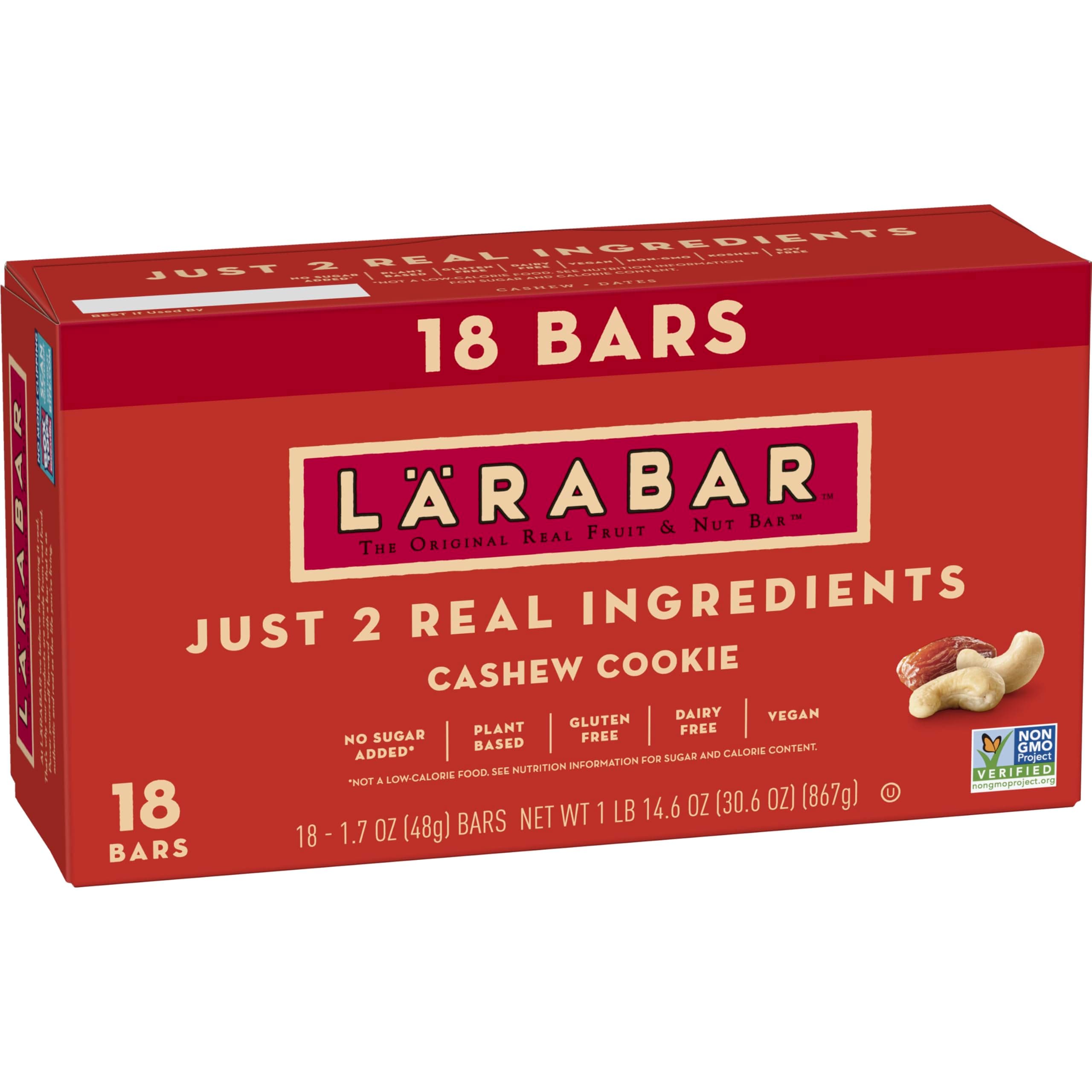 Larabar Cashew Cookie, Gluten Free Vegan Fruit & Nut Bars, 1.7 oz, 18 ct