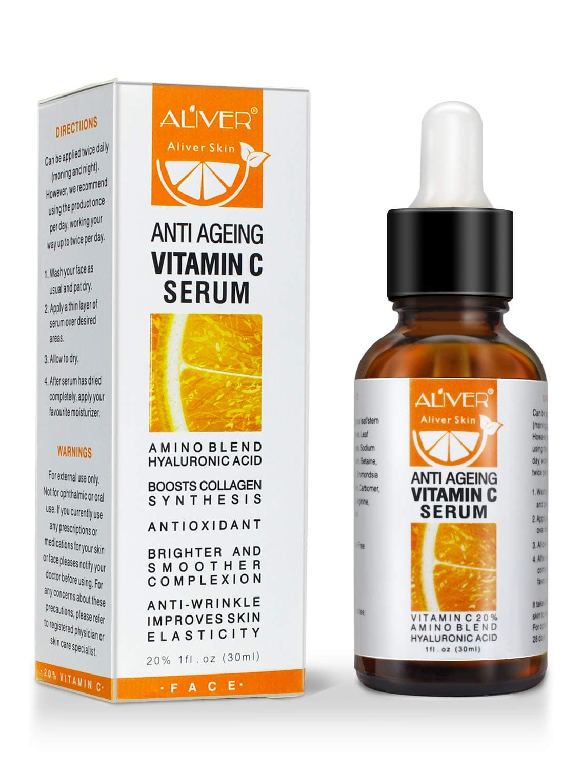 Vitamin C Facial Serum with Hyaluronic Acid. Best Anti Aging Face Serum, Natural Skin Care That Truly Works 98% Natural, 1 fl. Oz