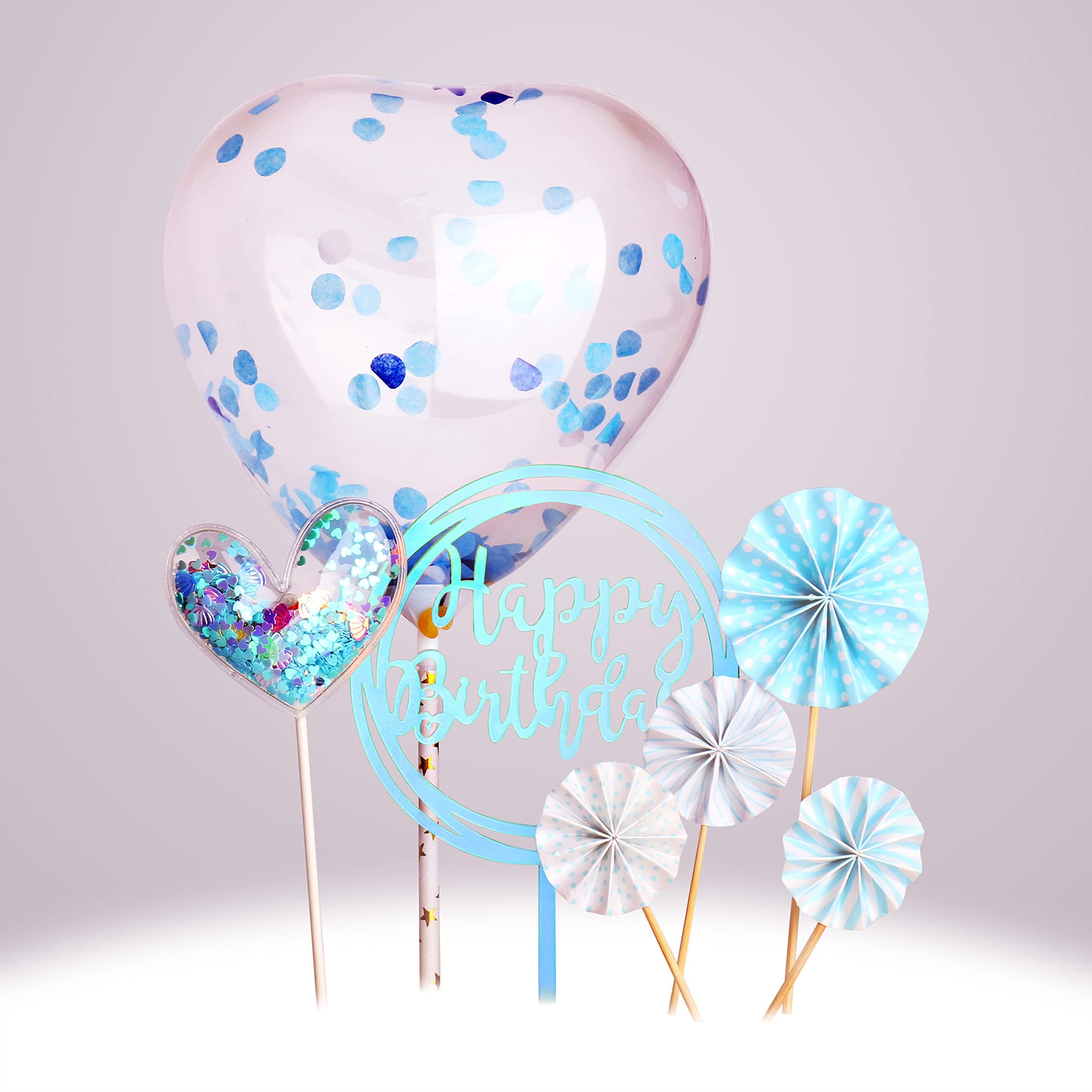 Restards Cake Topper, Handmade Blue Heart Series Birthday Cake Toppers Reusable Cupcake Toppers Set for Party Decoration Birthday Party Baby Shower Wedding