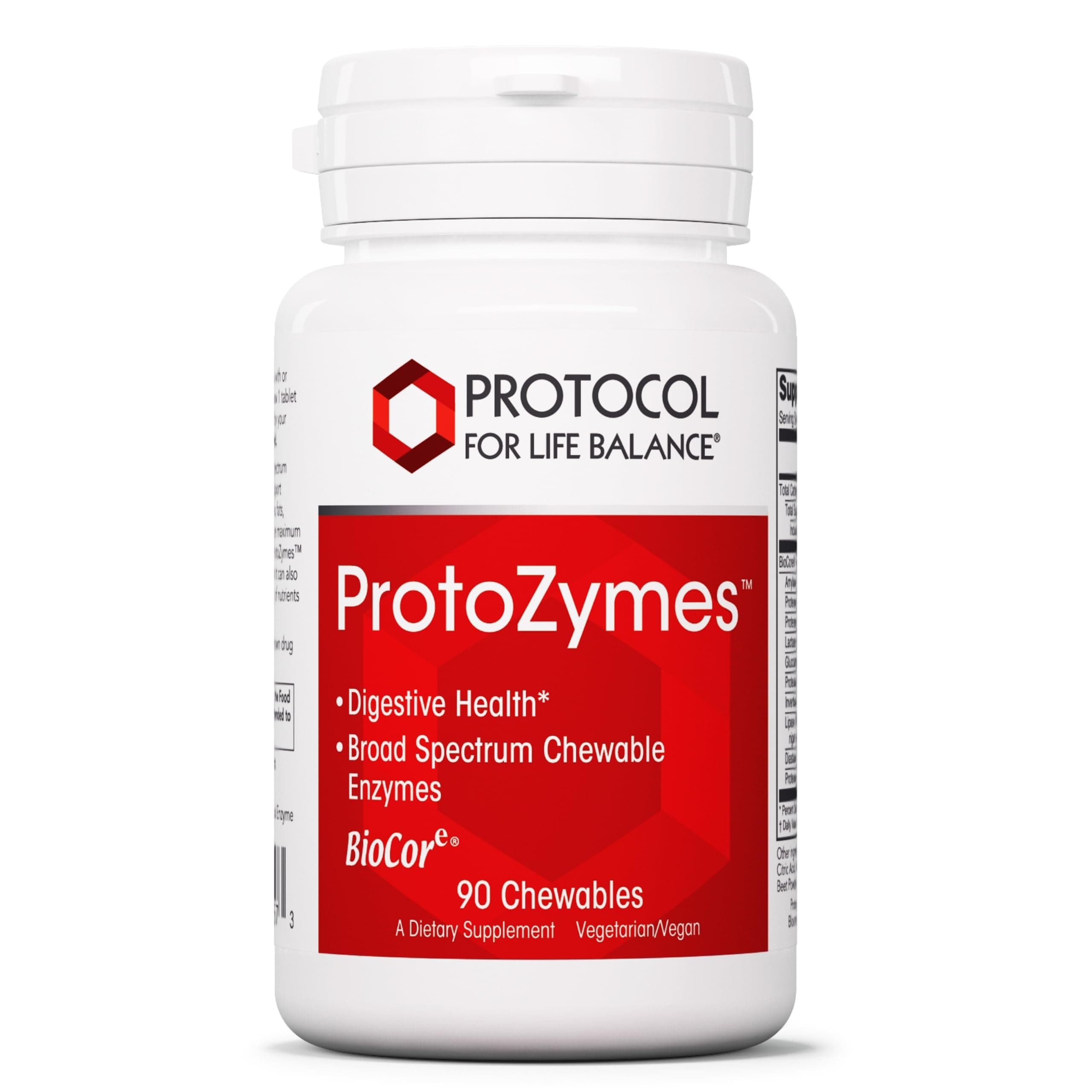 PROTOCOL FOR LIFE BALANCE Protozymes - Digestive Enzymes for Nutrient Breakdown - Support Digestive Health - Aid Lactose Breakdown - Vegan & Kosher - 90 Chewables