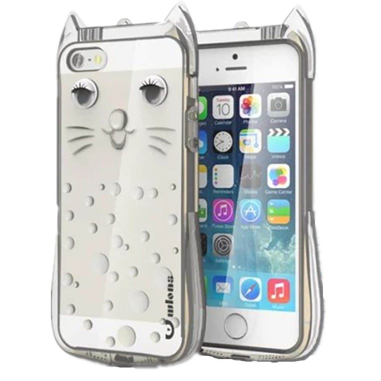Cute Cat Case for iPhone 5S, Arroker Transparent Cat Design Women Girly Popular Rubber Soft TPU Back Cover for iPhone 5 / iPhone 5S/ iPhone SE (Clear)