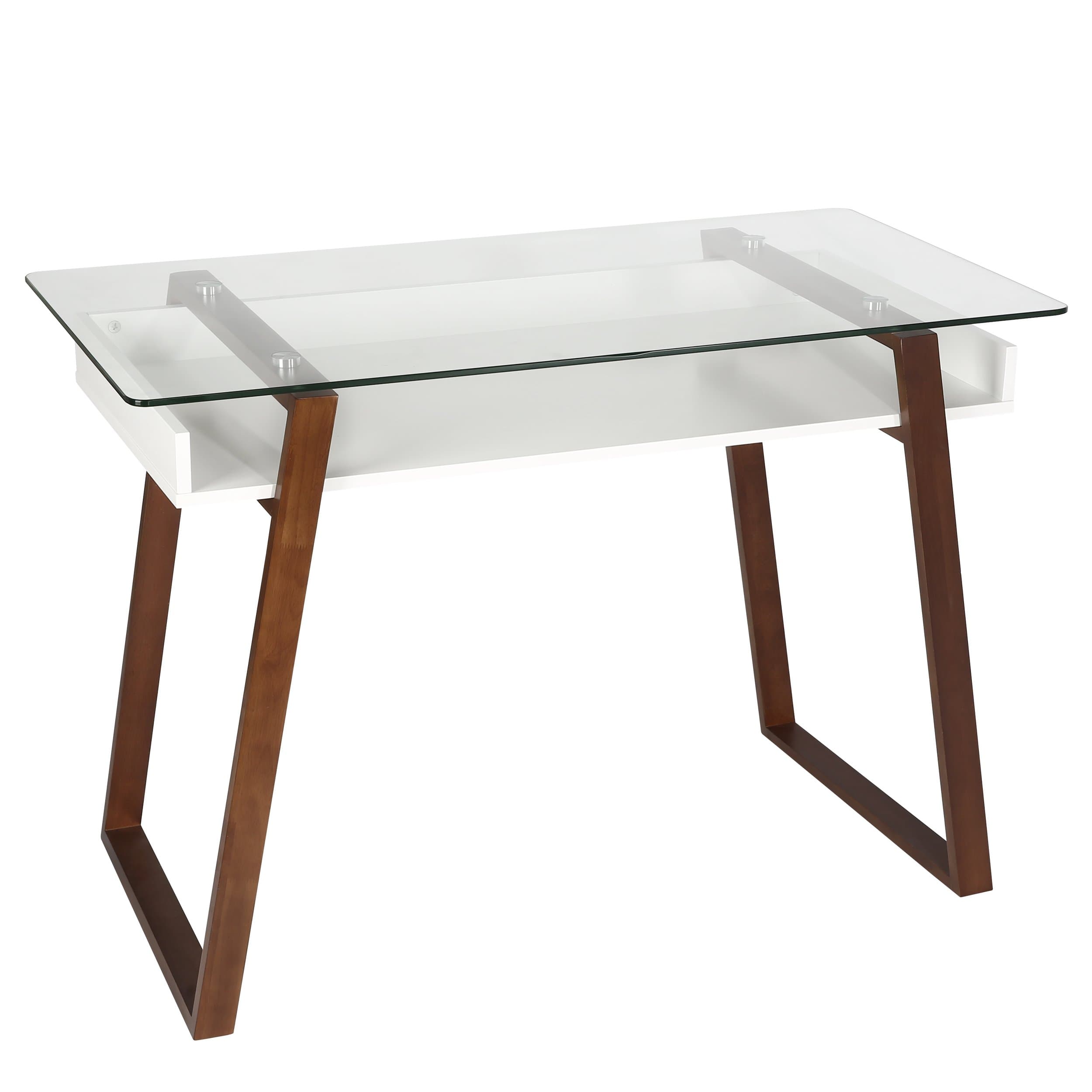 EdgeMod Segovia Desk in Walnut, Glass Top