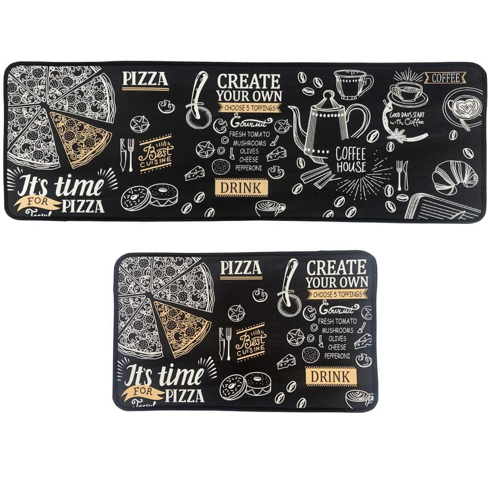 Leebei Kitchen Rugs Floor Mat Kitchen Mats Set Non-Slip Washable,Indoor Doormats Area Rugs for Kitchen Bedroom Bathroom Carpet (15.7×23.6 inch +15.7×47.2 inch, Coffee-New)