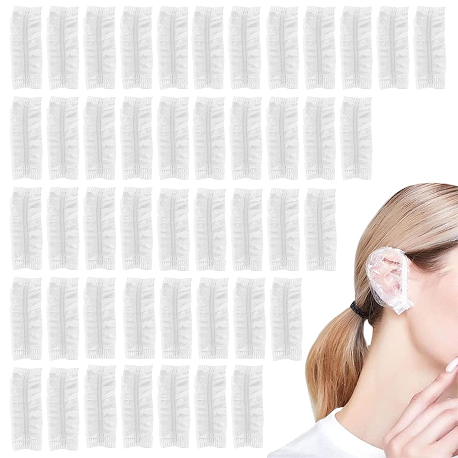 200 Pack Disposable Ear Protectors Clear Ear Covers for Shower Waterproof Shower Ear Cover, Clear Disposable Ear Protectors for Hair Dye, Shower, Bathing, Salon, Spa, Home, Hotel