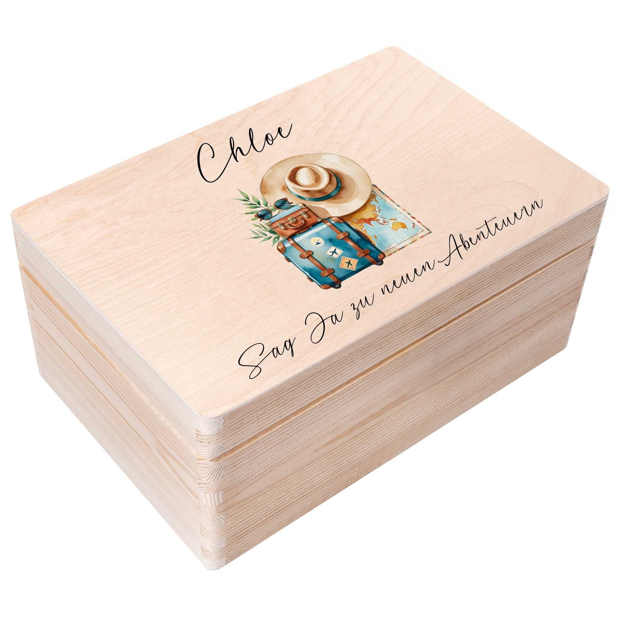Personalized Wooden Wedding Box Storage Box - Travel | 11.8x7.87x5.51in (+-0.5) | Hinged Lid Engraving | Unpainted Gift Box