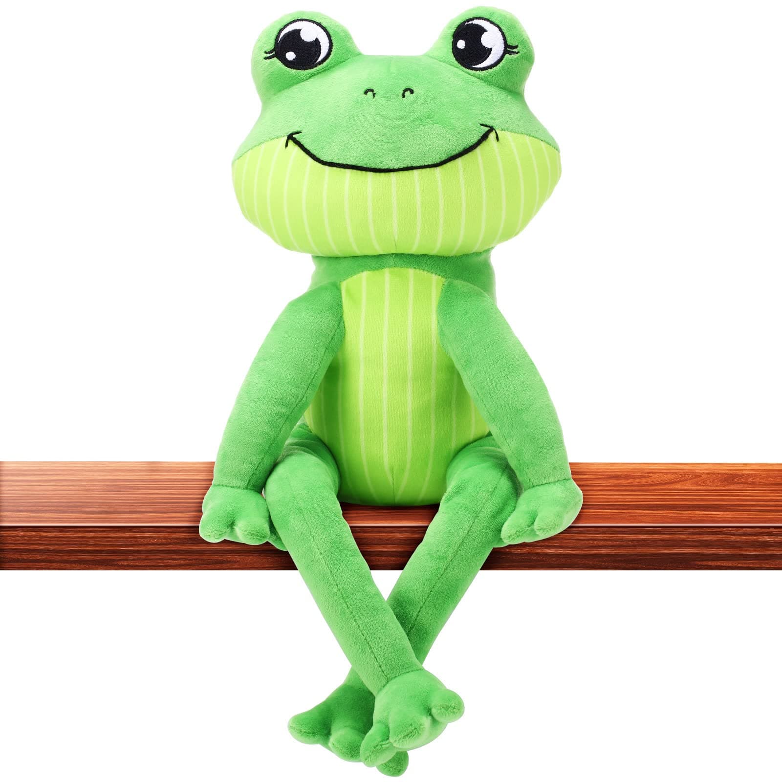 HyDren 17 Inch Frog Stuffed Animal Green Frog Plush Toy Soft Cute Sitting Plushie with Long Leg Kawaii Home Sofa Decor Lifelike Animal Doll for Kids Boys Girls Children Christmas Birthday Gifts