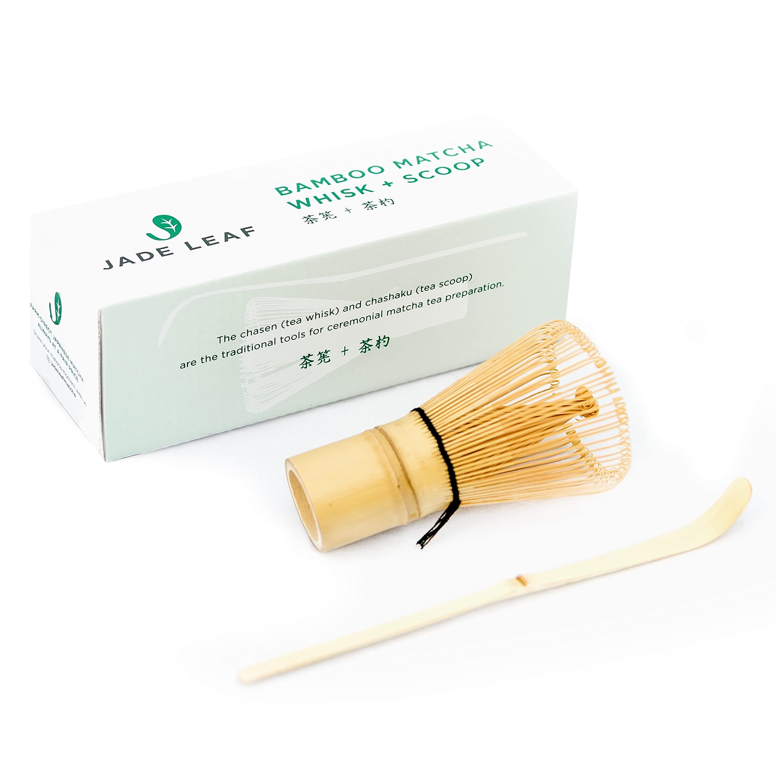 Jade Leaf Matcha - Traditional Bamboo Whisk (Chasen) + Scoop (Chashaku) - Replacement Tea Set For Frequent Green Tea Powder Preparation - Great Gift for Matcha Lovers