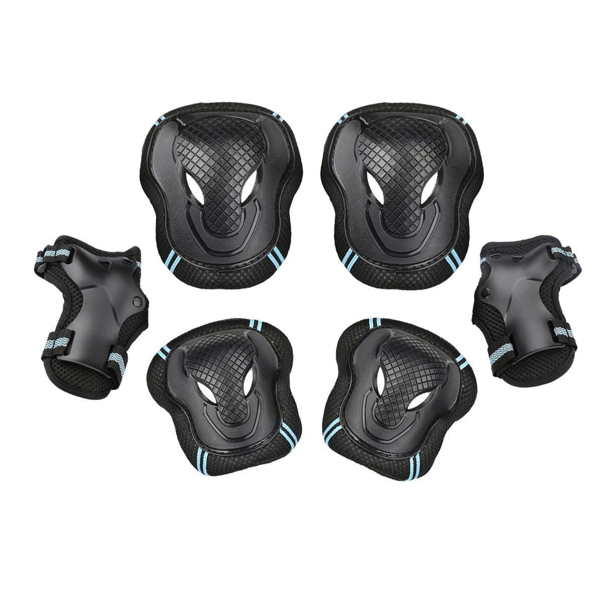 Ecent6 Piece Protective Set for Palm, Elbow and Knee Pads, Skateboard, Roller, Bike, Ice Skate, etc. for Kids/Adults (S/M/L)