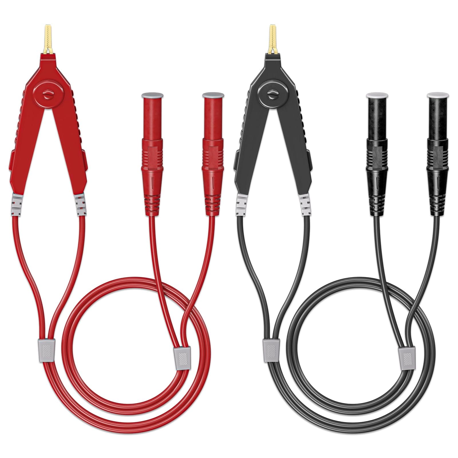 Goupchn LCR Meter Test Leads Terminal Kelvin Clips Cable Wires to 4mm Safety Banana Plugs 1.2m/3.94ft for DMM