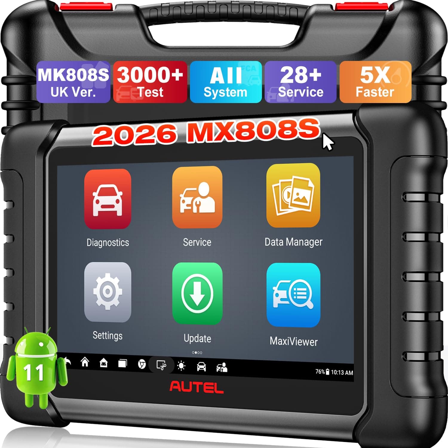 Scanner MaxiCheck MX808S, 2026 Full Bidirectional Diagnostic Tool as MK900BT MK808BT PRO, Function as MK900 MX900, New Ver of MaxiCOM MK808S, 3K+ Active Test, 28+ Service, OE All Sys, Android 11