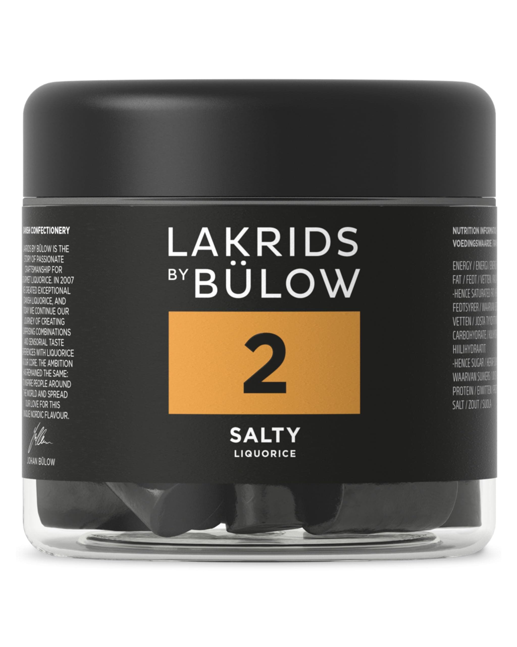 LAKRIDS BY BÜLOW - 2 - Black Licorice - Salty - 5.3 oz - Vegan Salmiak Licorice from Scandinavia - Gluten Free & Gelatine Free - Swedish Candy Alternative