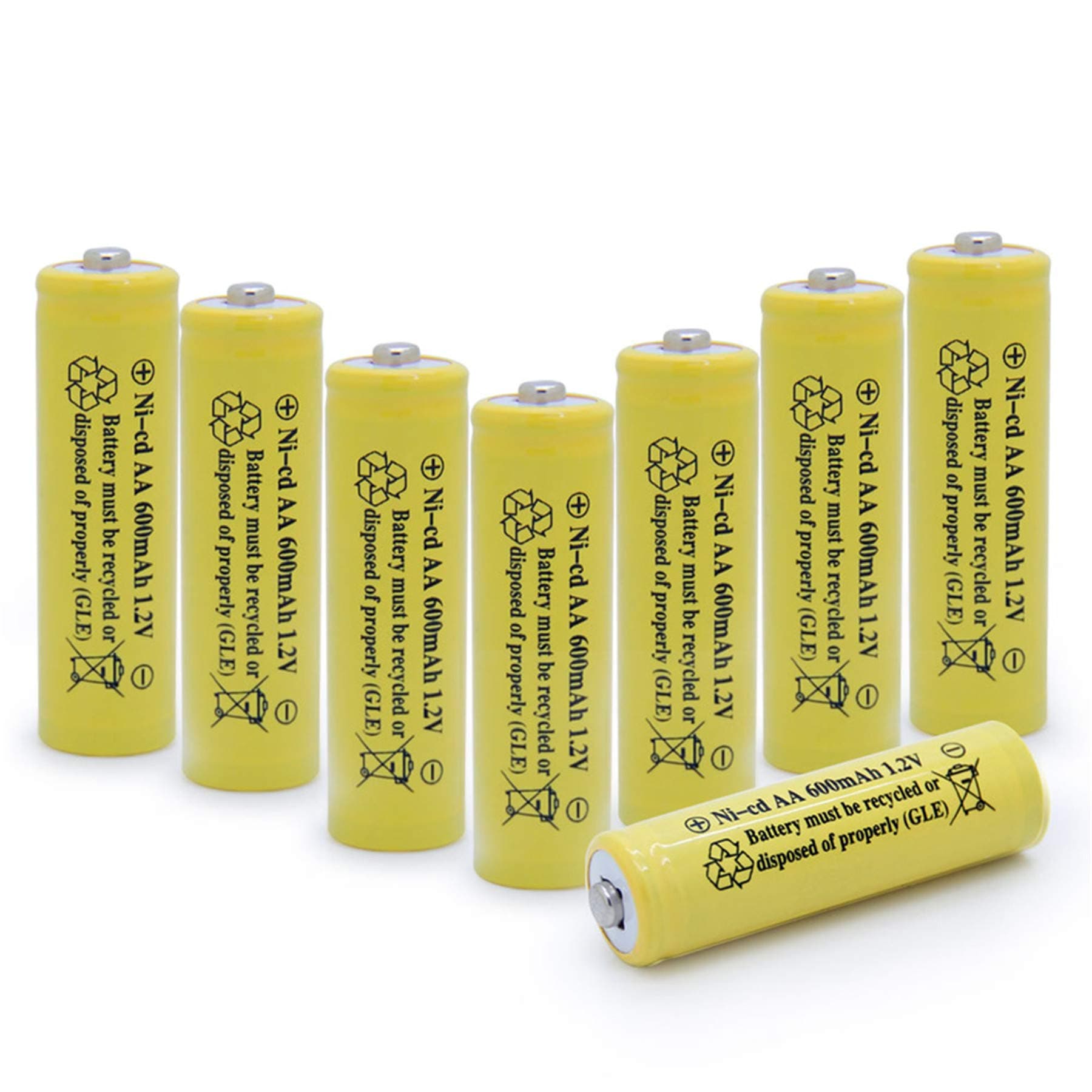ni-cd aa 600mah 1.2v Rechargeable Battery for Solar 2A Solar Batteries for Outdoor Solar Lights (8 Pack AA Yellow)