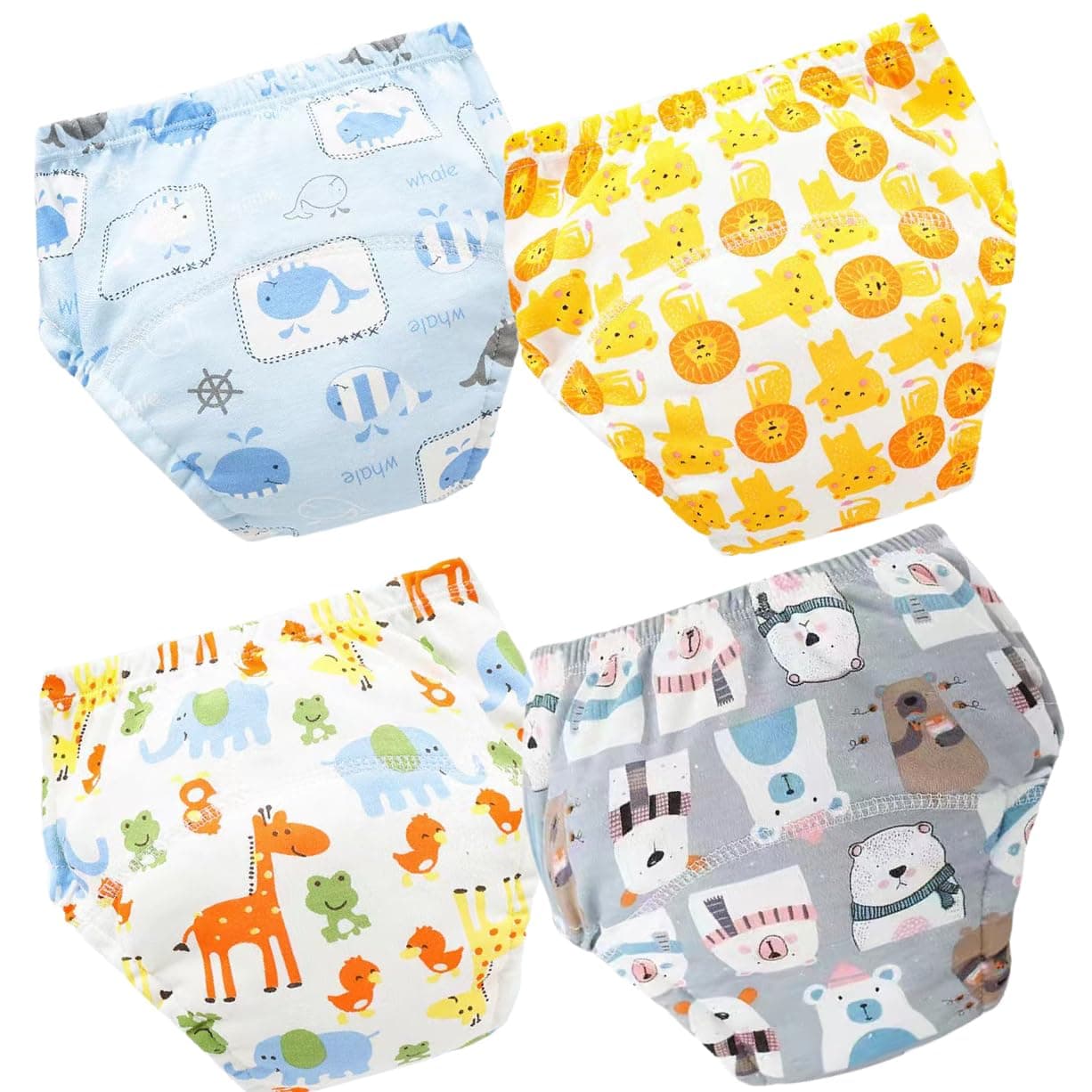 4Pack Toddler Potty Training Pants,Cotton Soft and Absorbent Training Underwear Size 2T,3T,4T, Unisex Underpants Toddler，Waterproof Underwear for Kids