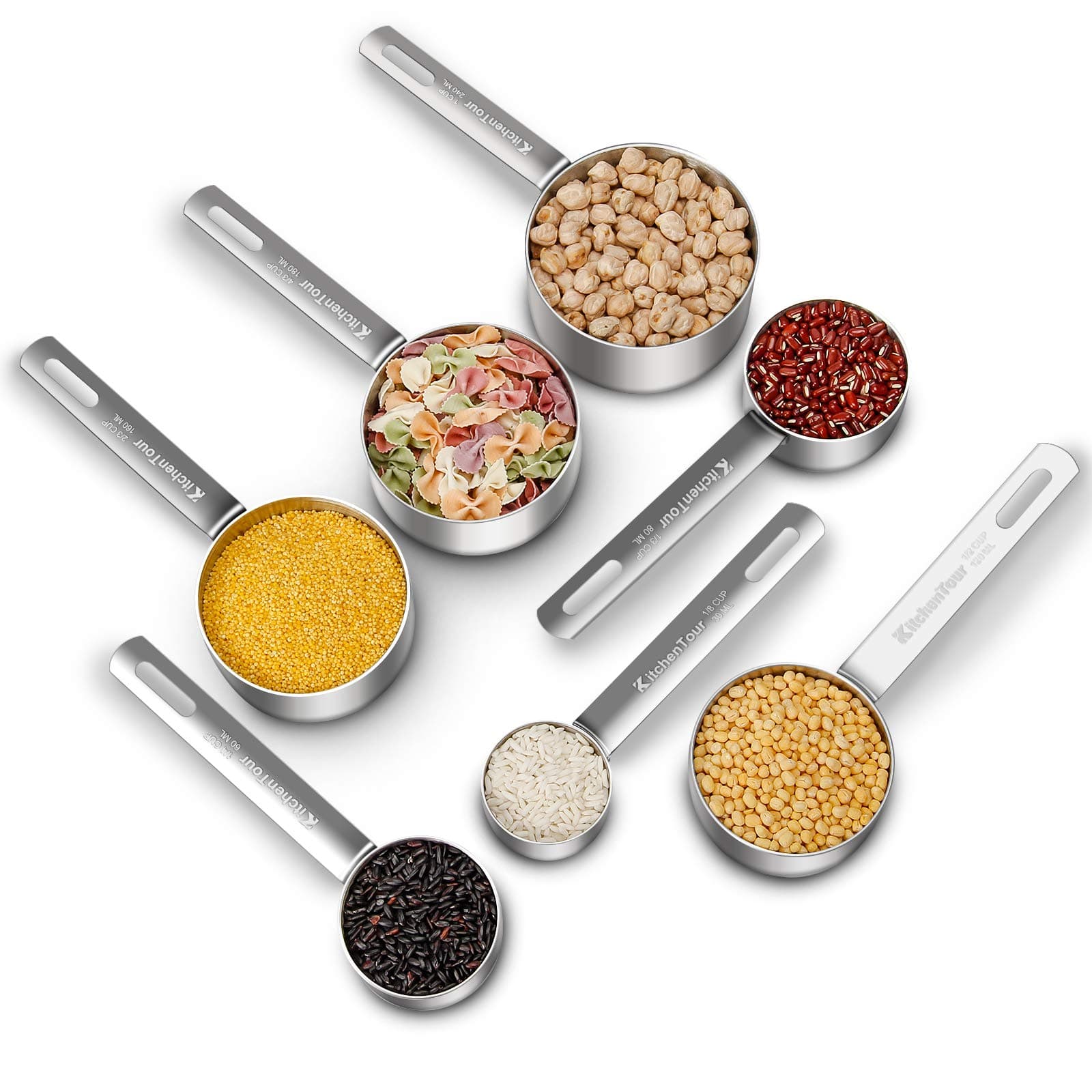 KitchenTour Stainless Steel Measuring Cups Set, 7-Piece