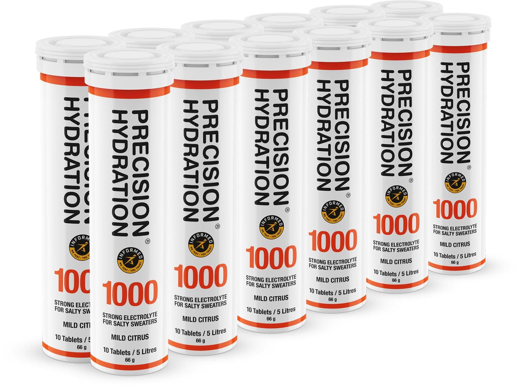 – Precision Hydration Electrolyte Tablets - Multi Strength Effervescent Hydration Tablets - Combats Cramp - Low Calorie,Gluten Free, Vegan/Vegetarian Friendly(12 Tubes, 1000mg/L - Orange Tube)
