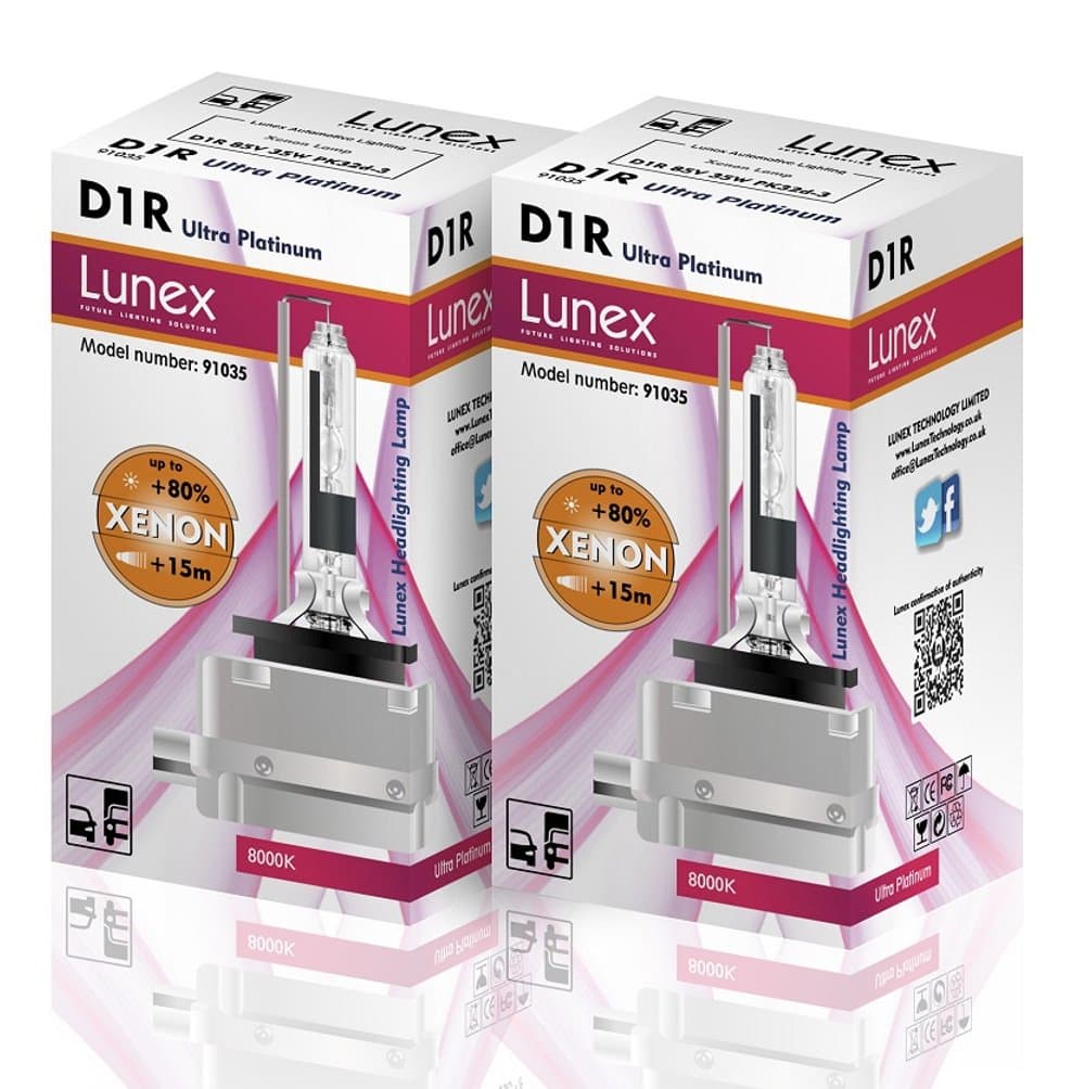 Lunex D1R HID Headlight Lamp Xenon Replacement Bulbs (8000K)