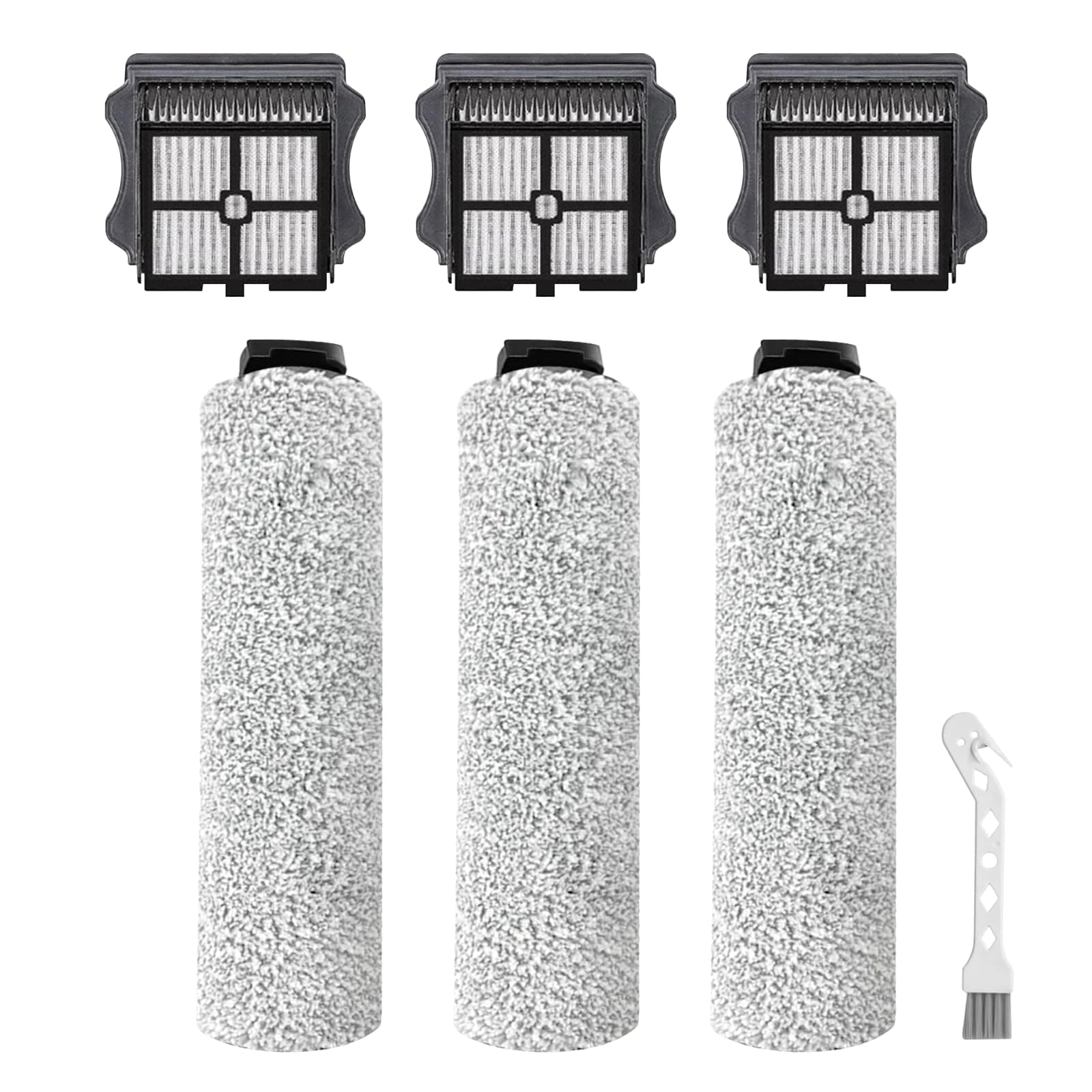 BYOFI 交換用ブラシローラーとフィルター Tineco iFloor 3 iFloor One S3 コードレス ウェットドライ掃除機 Tineco アクセサリー HEPAフィルター3個 ブラシローラー3個