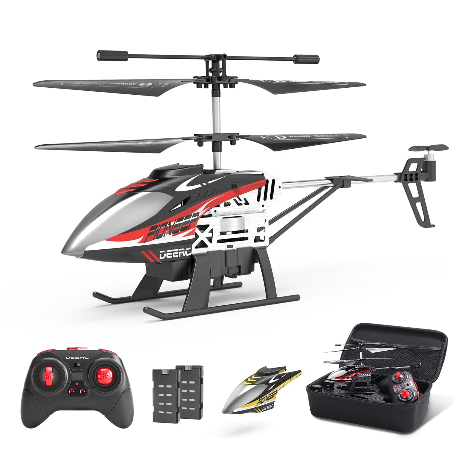 DE52 Remote Control Helicopter,Altitude Hold RC Helicopters with Storage Case Extra Shell,2.4GHz Aircraft Indoor Flying Toy with High&Low Speed Mode,2 Modular Battery for 24 Min Play Boys Girls