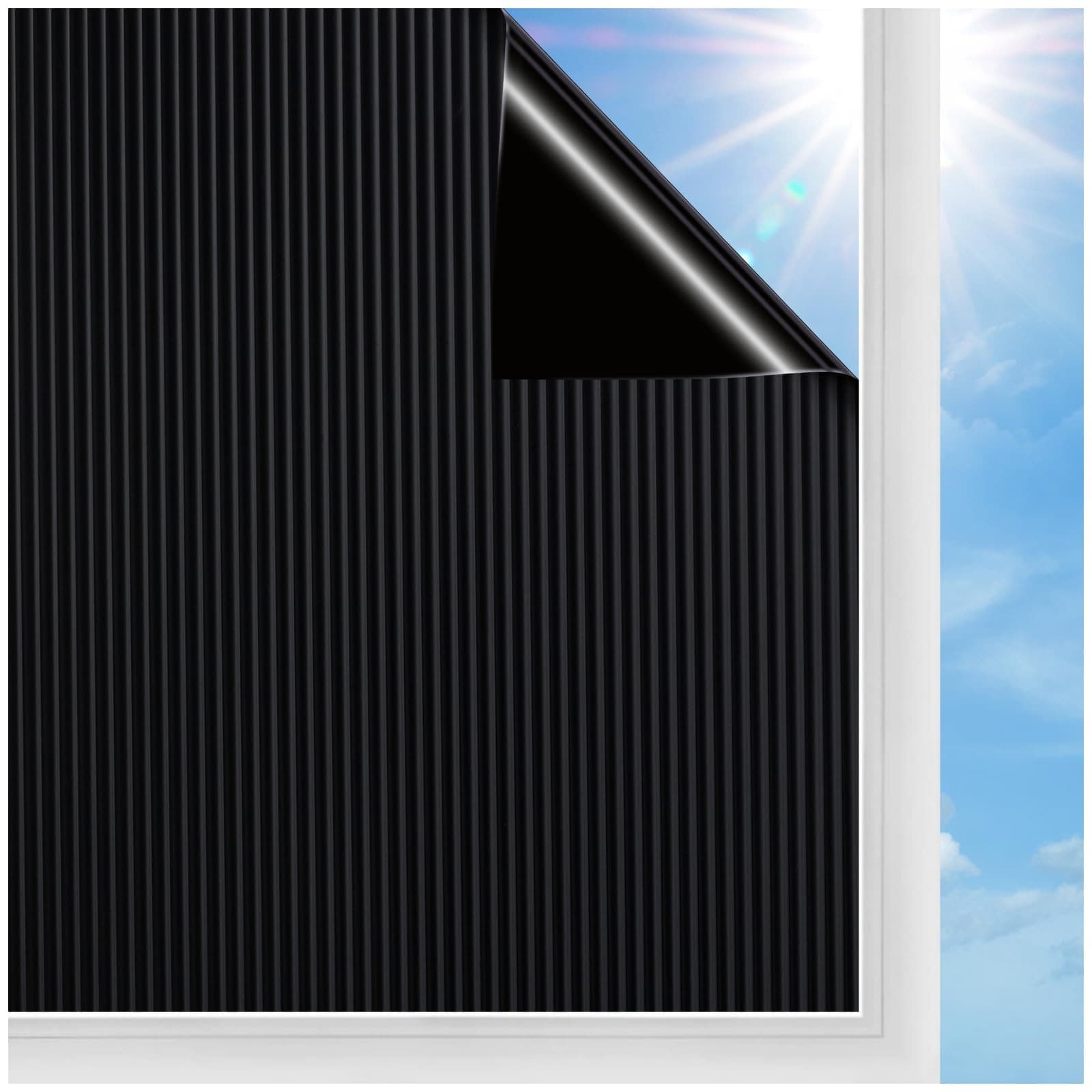 Windimiley Privacy Film Reeded Glass Clings Frosted Fluted Stickers for Windows - Static Cling Heat UV Blocking Tint Decorative Coverings for Bathroom, 35.4x78.7 in