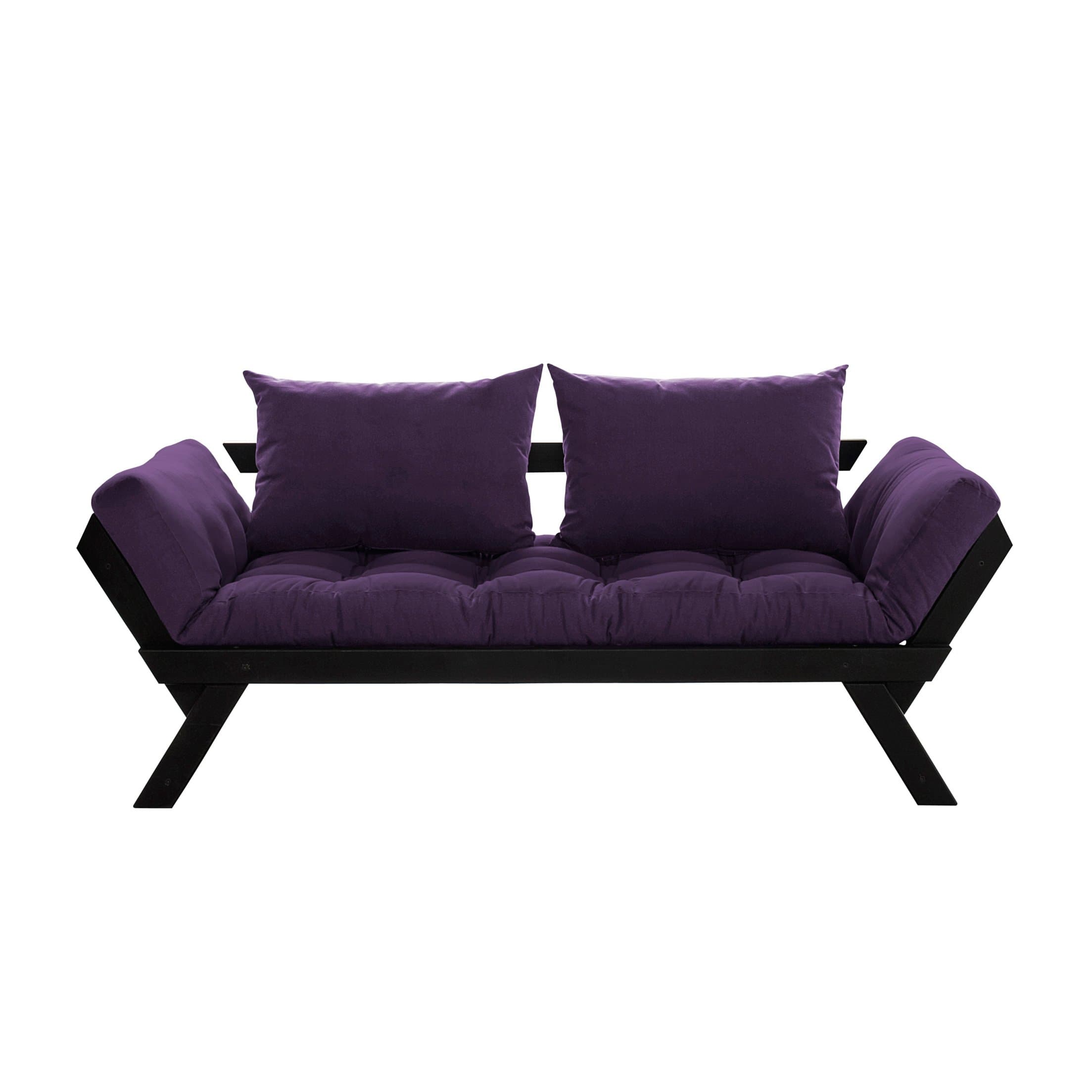 Bebop Convertible Futon Sofa/Bed, Black Frame, Purple Mattress