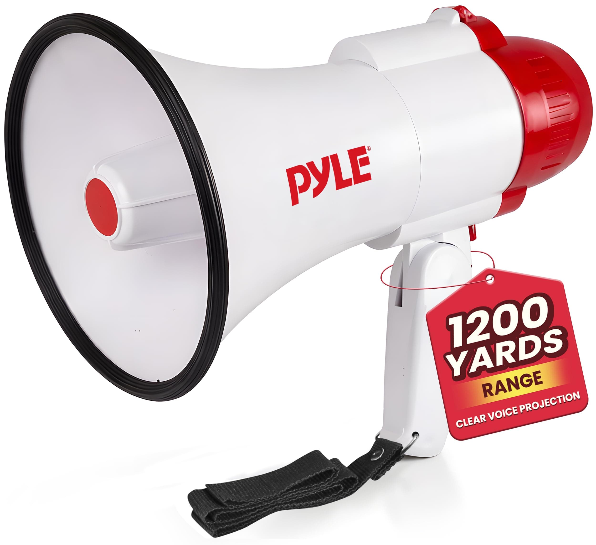 Pyle 30W Megaphone Speaker with Microphone, Loud Bullhorn Megaphones with Siren & Adjustable Volume