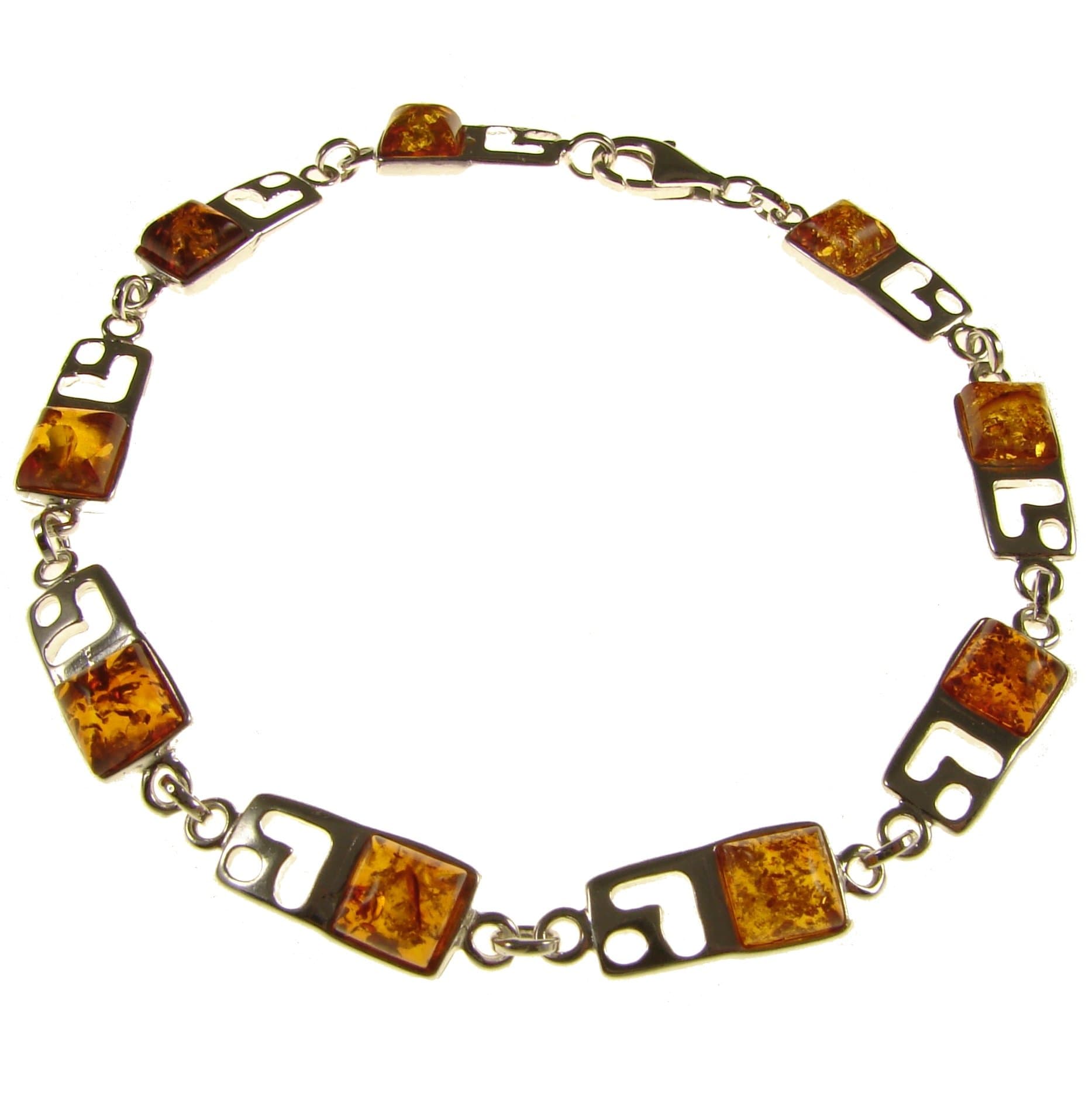 SA Bracelets8" inch/20cm Baltic amber and sterling silver 925 ladies' cognac bracelet