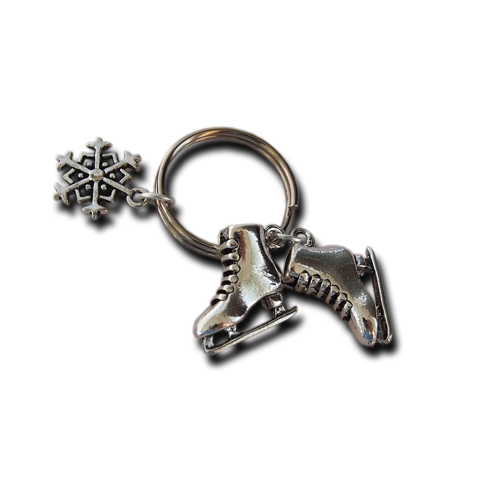 AtlantisForYou Ice Skate Keychain Key Ring Charm keyring Winter Sports Snowflake Charm