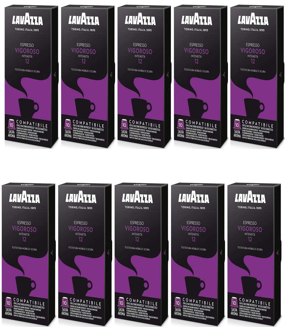 Lavazza Espresso "Vigoroso" - Vigorous Coffee Nespresso Compatible 100 Capsules Pack