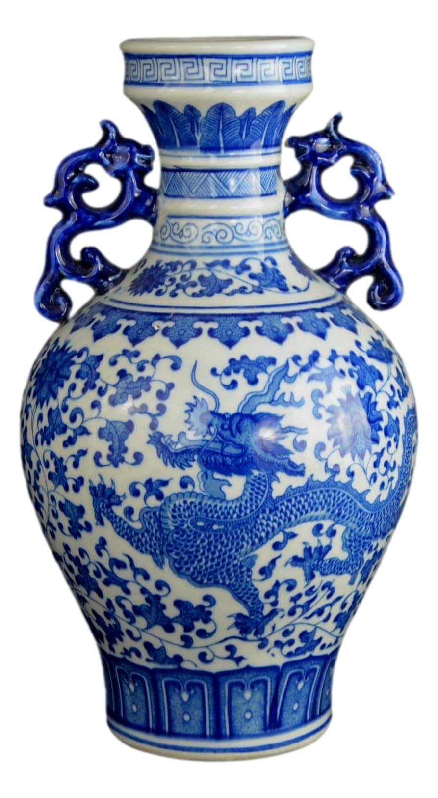 Classic Blue and White Dragon Porcelain Vase, Jingdezhen, China (Blue Dragon)
