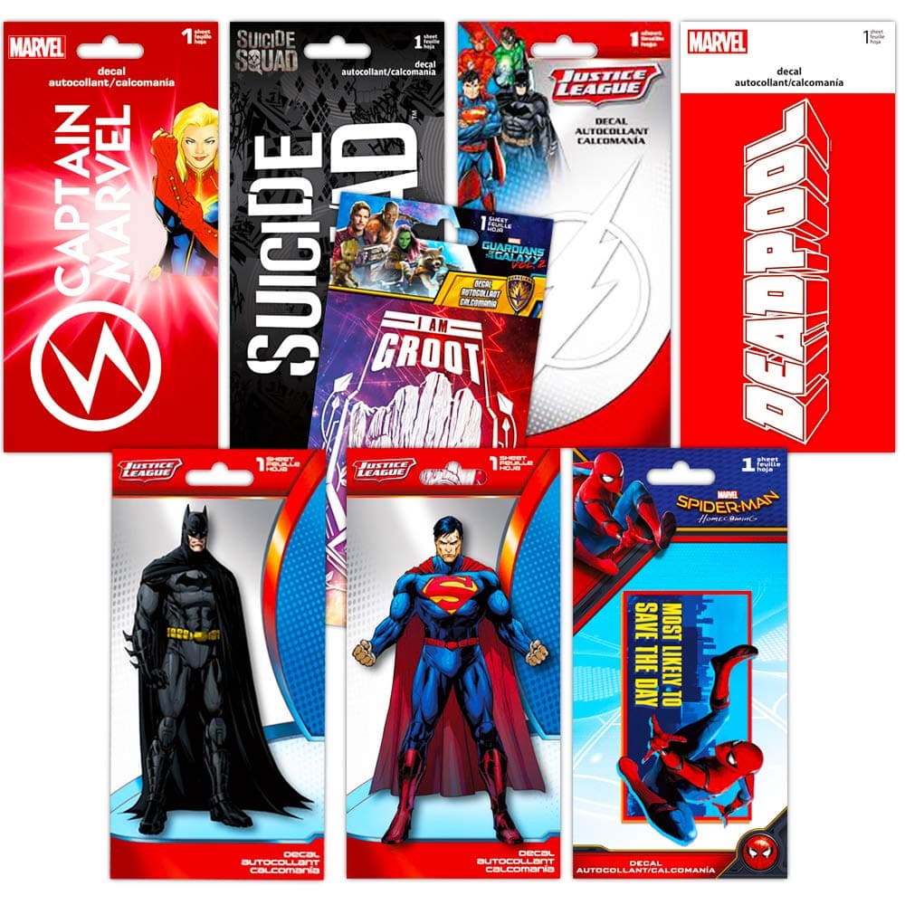 Superhero Decals Ultimate Set -- 8 Premium Decal Stickers for Laptop, Car, Macbook (Guardians of the Galaxy, Spiderman, Superman, Batman, and More)