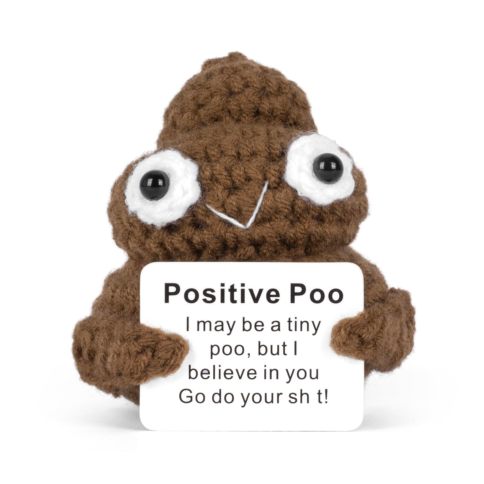 Funny Positive Poo, Cute Crochet Potato Partner Toy with Positive Card Cheer Up Funny Gag Gifts for Best Friend Birthday Housewarming Women Teacher Fall