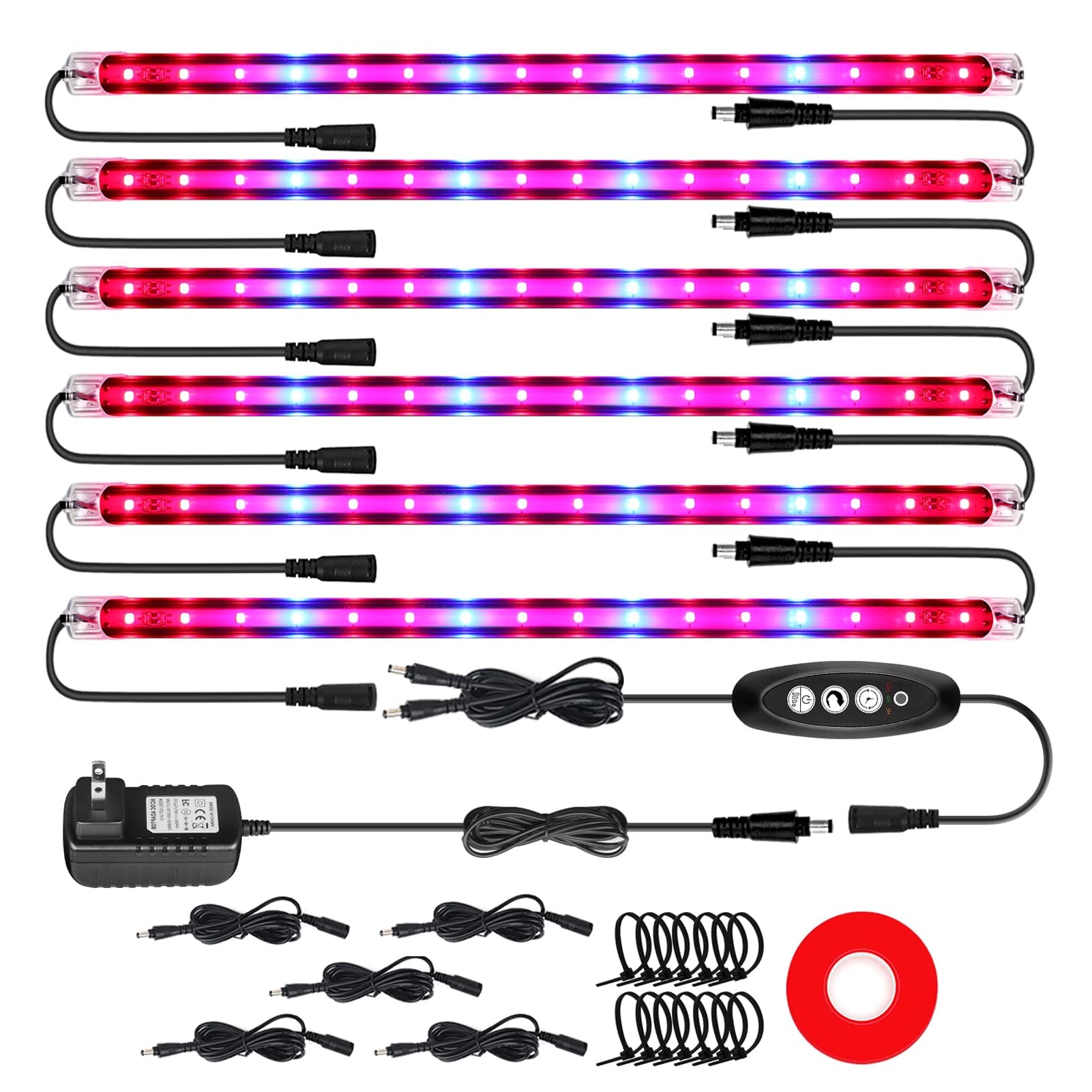 LIGHTIMETUNNEL Grow Light Strips for Indoor Plants, 60W Full Spectrum Grow Light for Indoor Plants with 3 Switch Modes Auto ON & Off, 4 Levels Brightness Dimmable for Seeding, Vegetable and Flowers