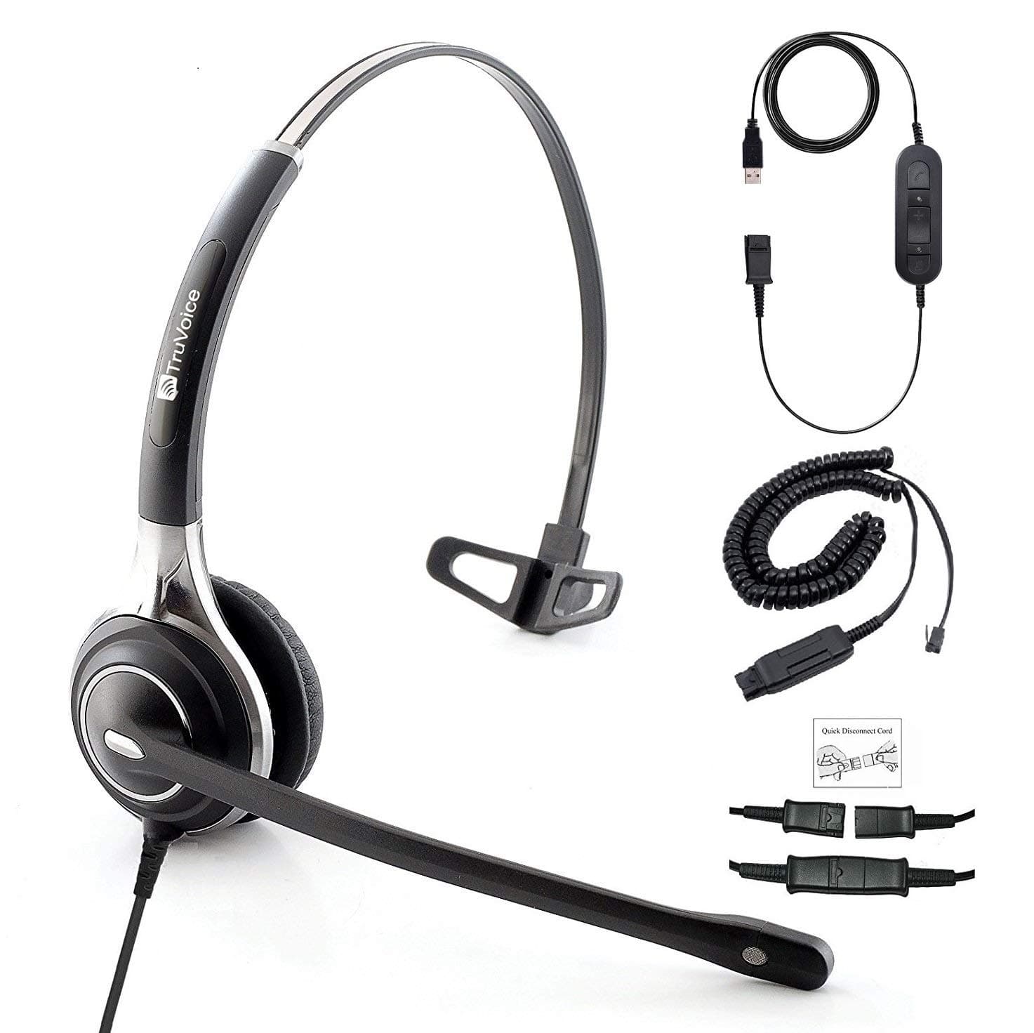 Premium Single Ear Headset with Ultra Noise Canceling Mic with USB & HIS Cable for Avaya IP 1608, 1616, 9601, 9608, 9611, 9611G, 9620, 9621, 9630, 9631, 9640, 9641, 9650, 9670, J139, J169 and J179