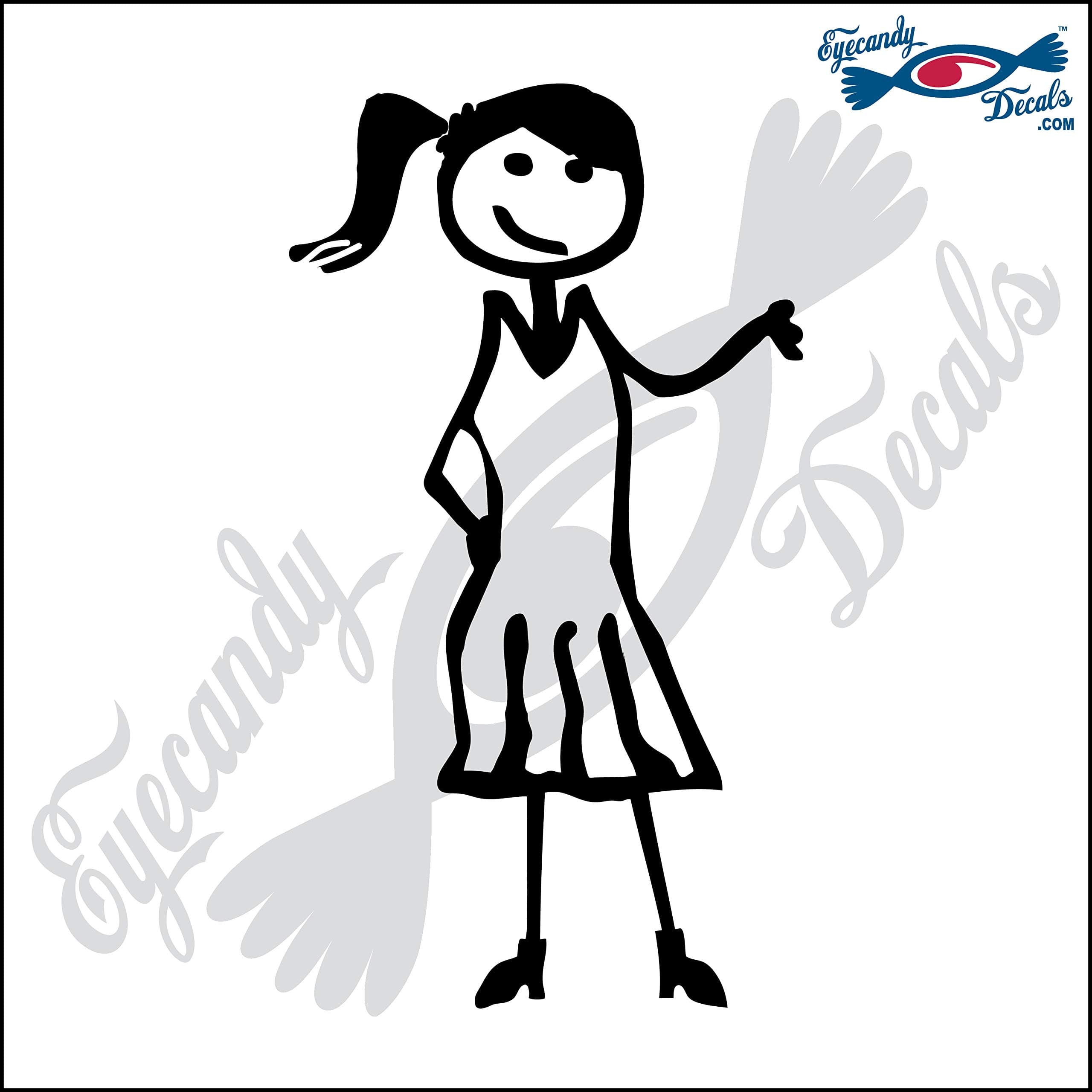 Eyecandy Decals Stick Family Teen Girl Wearing Dress 4.5" Black Decal Sticker