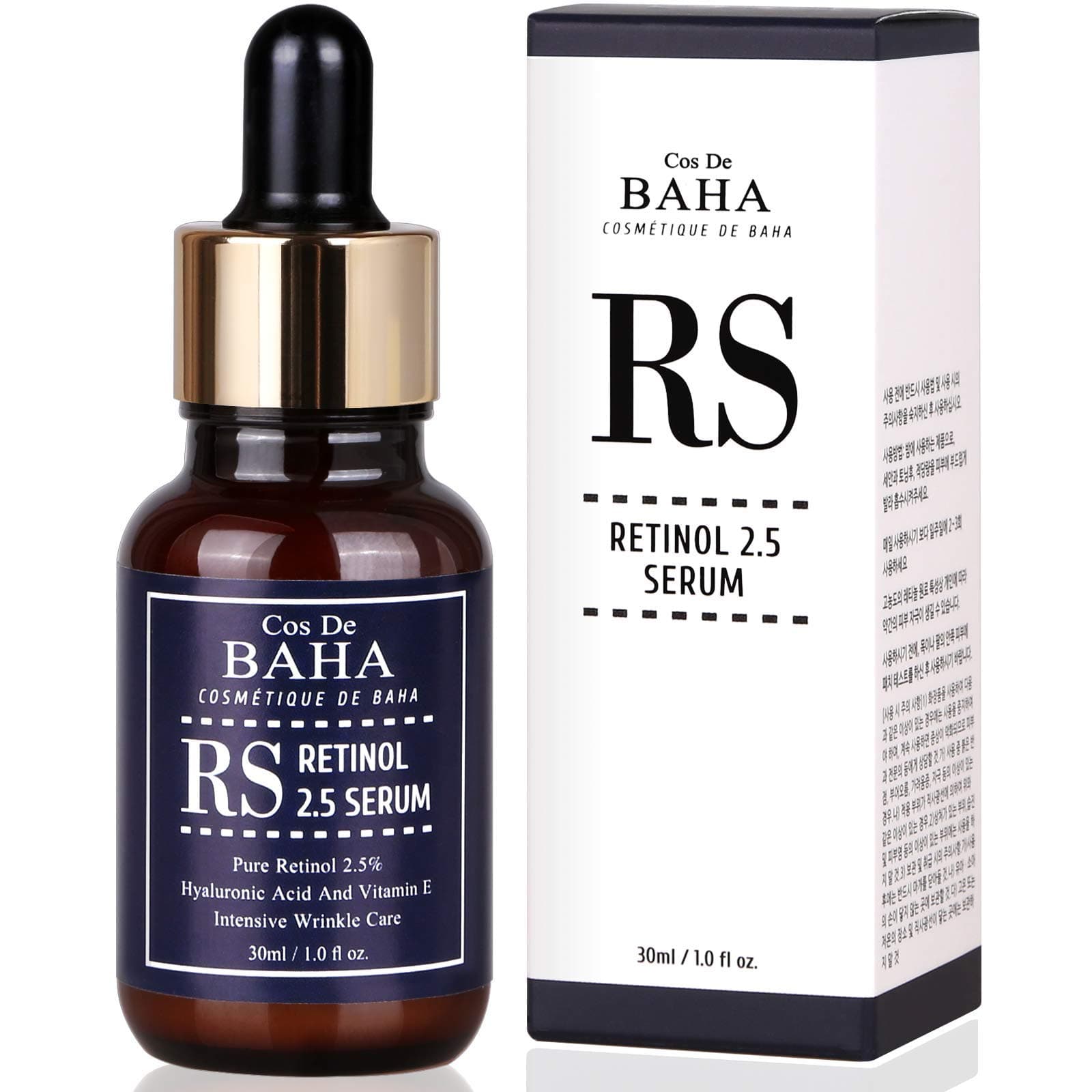 Retinol 2.5% Serum 1oz + Vitamin E - Facial Crepe Erase + Diminishes Acne-prone + Age Spot Remover + Retinol Serum 2.5 High Strength for Face without a Prescription, 1oz (30ml)