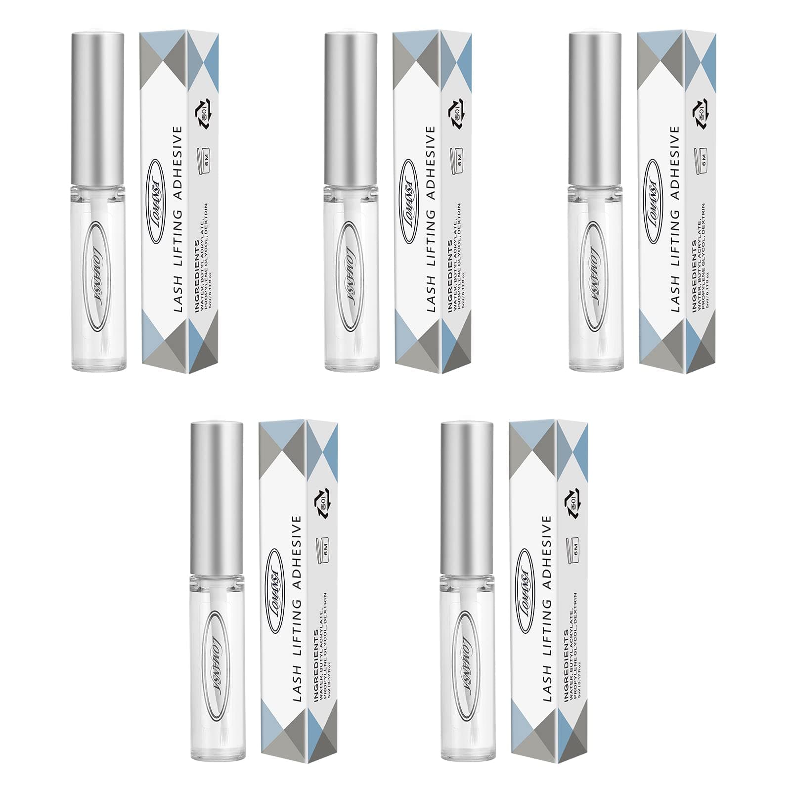 Lash Lift Glue, Brow Lamination Glue, Eyelash Adhesive for Lash Lifting and Curling, Strong Sticky Hold Eyelash Perm(5ml 5pcs)