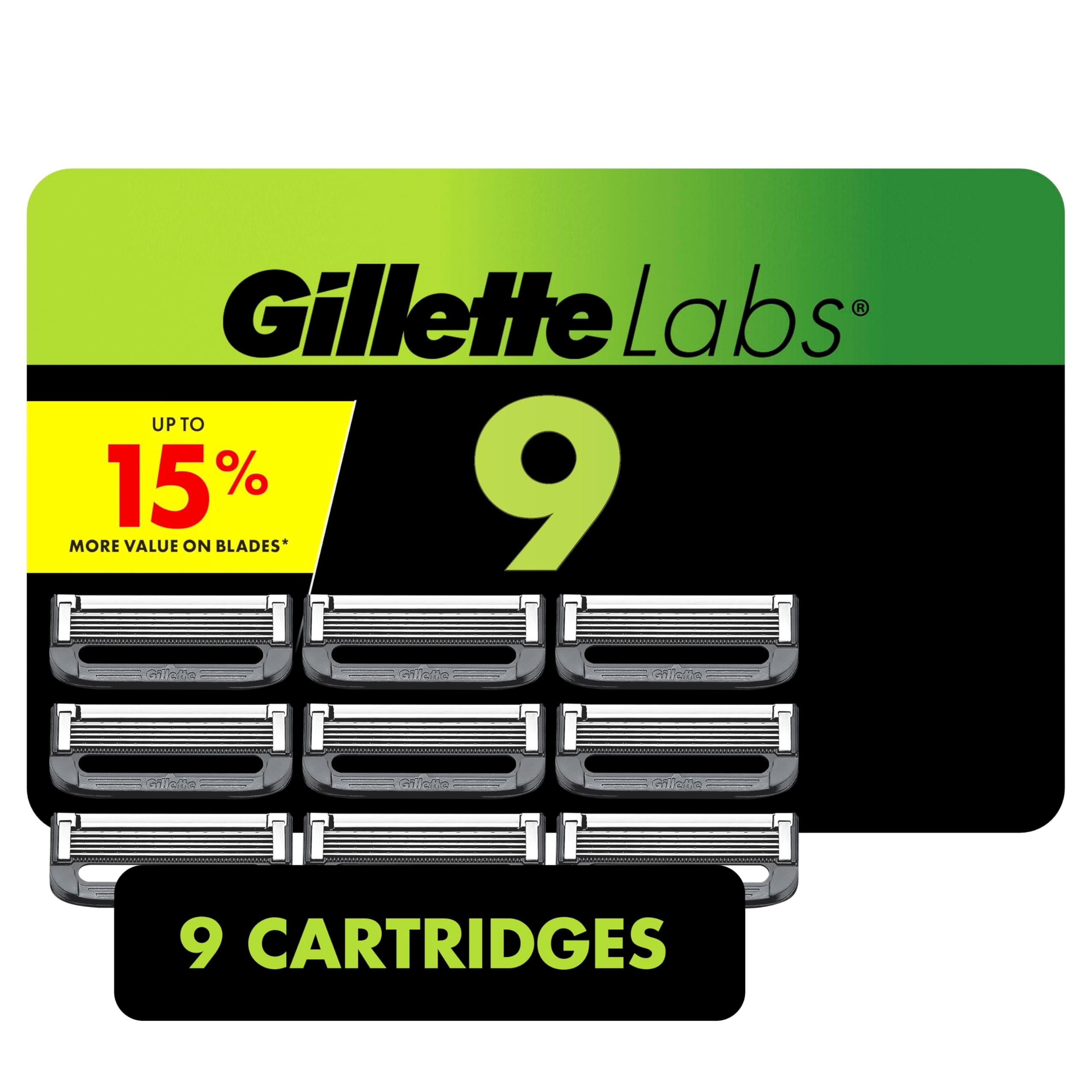 GilletteLabs Razor Blade Refills, Ultimate Precision Trimmer, 5 Bladed Refills, Compatible with Exfoliating Bar and Heated Razors, 9 Count