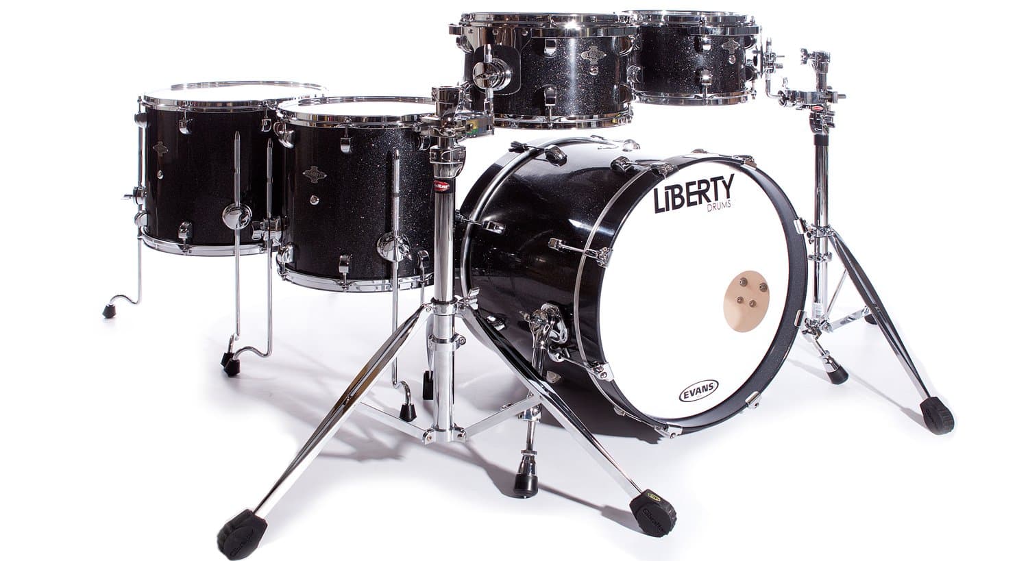 Liberty Drums Fusion Series LD-BIR-522-FU03 5-Piece Drum Kit, Black sparkle