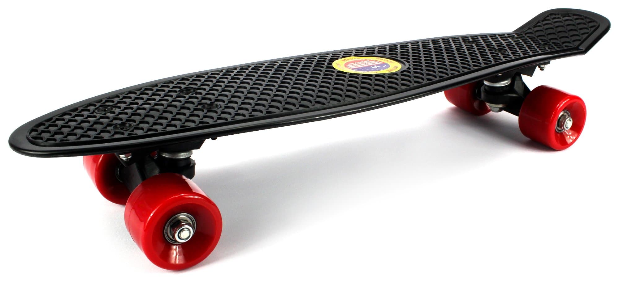 Lightweight Street Cruiser Complete 22" Inch Banana Skateboard w/ Bushings, ABEC-7 Bearings (Black)