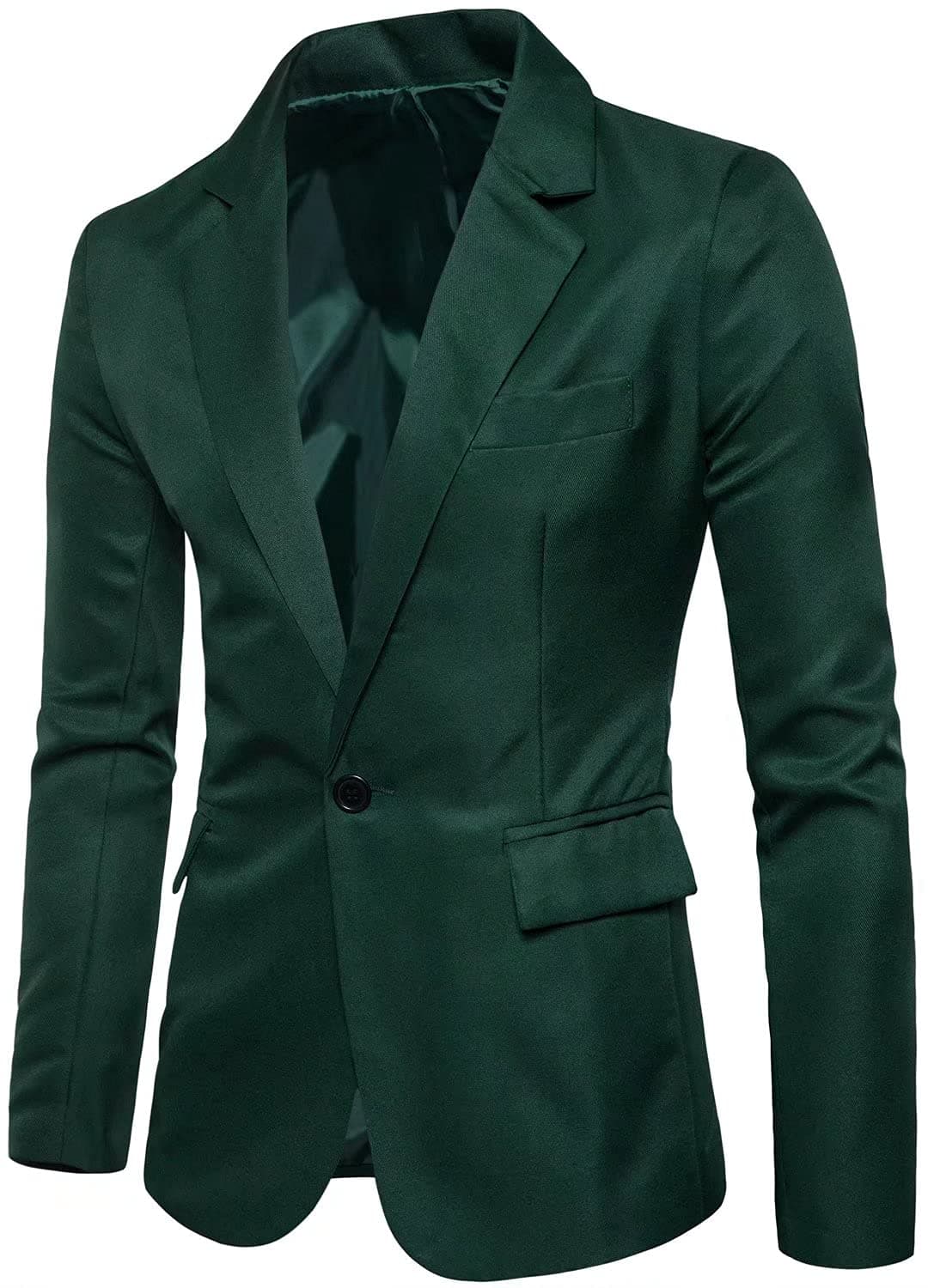Men's Long Sleeves Peak Lapel Collar One Button Slim Fit Sport Coat Blazer