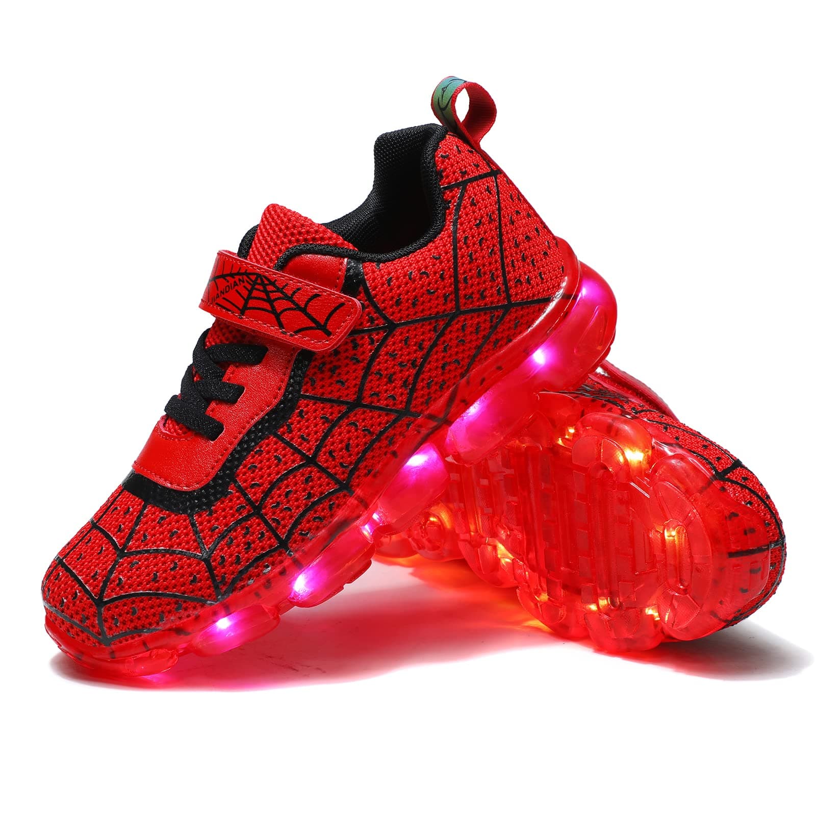 YUNICUS Kids Light Up Shoes Led Flash Sneakers with Spider Upper USB Charge for Boys Girls Toddles Best Gift for Birthday Thanksgiving Christmas Day